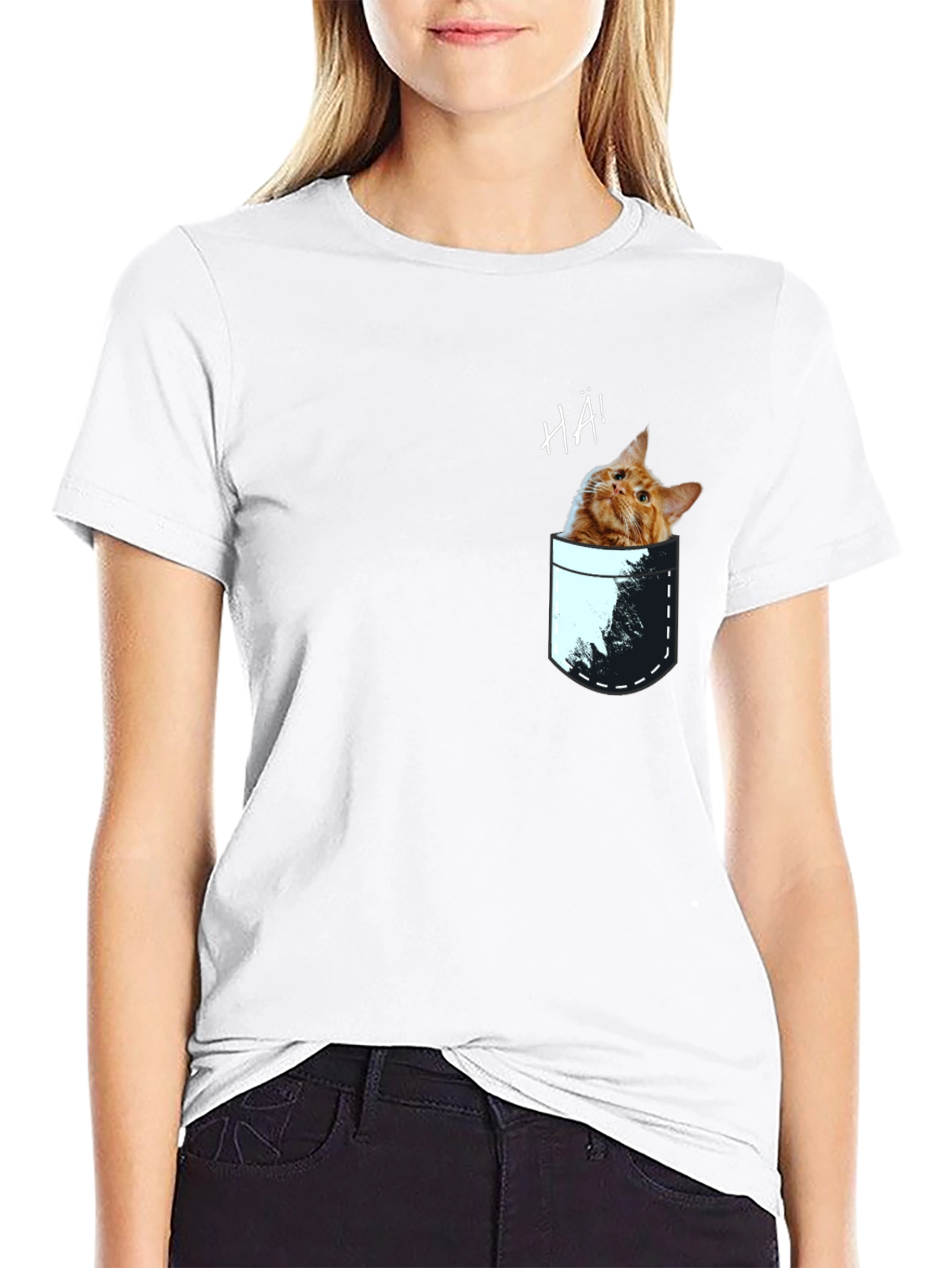 Cat Pocket Graphic Tee - Quirky Mens T-Shirt