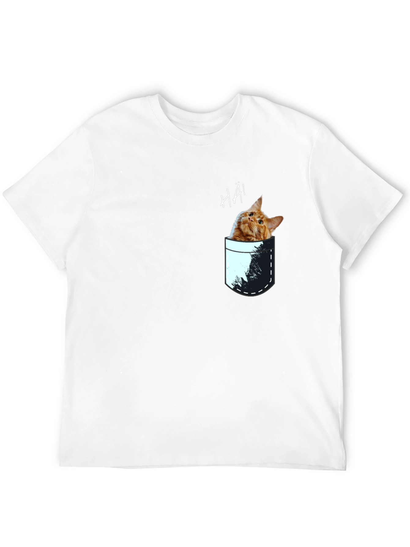 Cat Pocket Graphic Tee - Quirky Mens T-Shirt