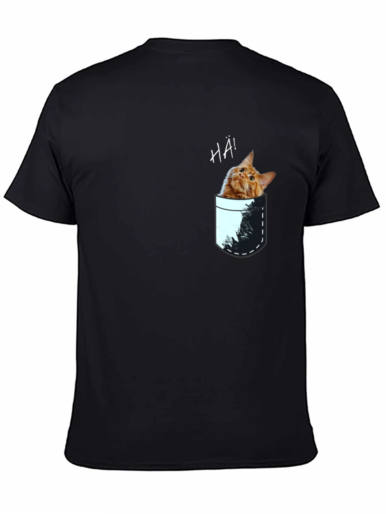 Cat Pocket Graphic Tee - Quirky Mens T-Shirt