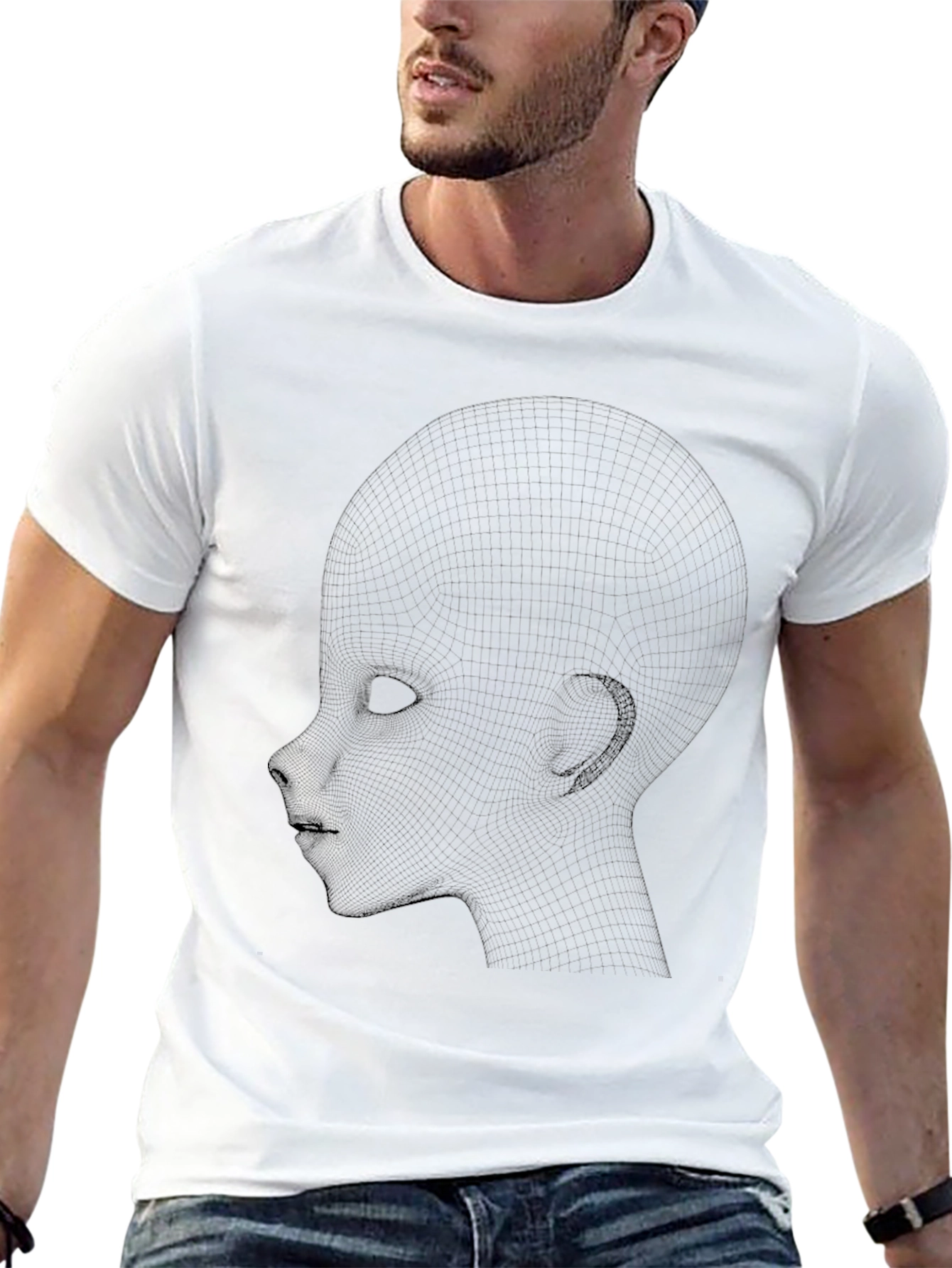 Geometric Head Graphic Black T-Shirt