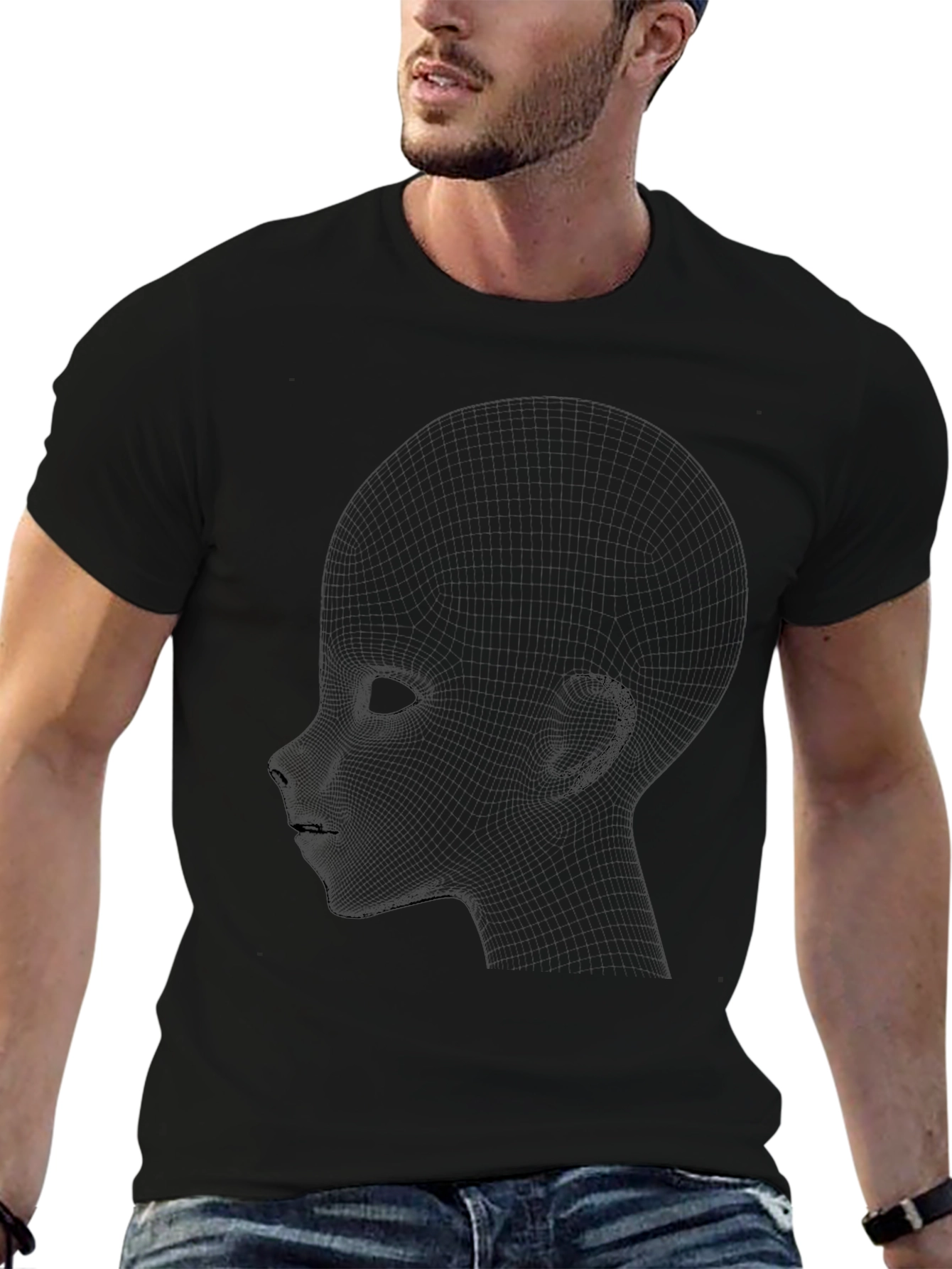 Geometric Head Graphic Black T-Shirt