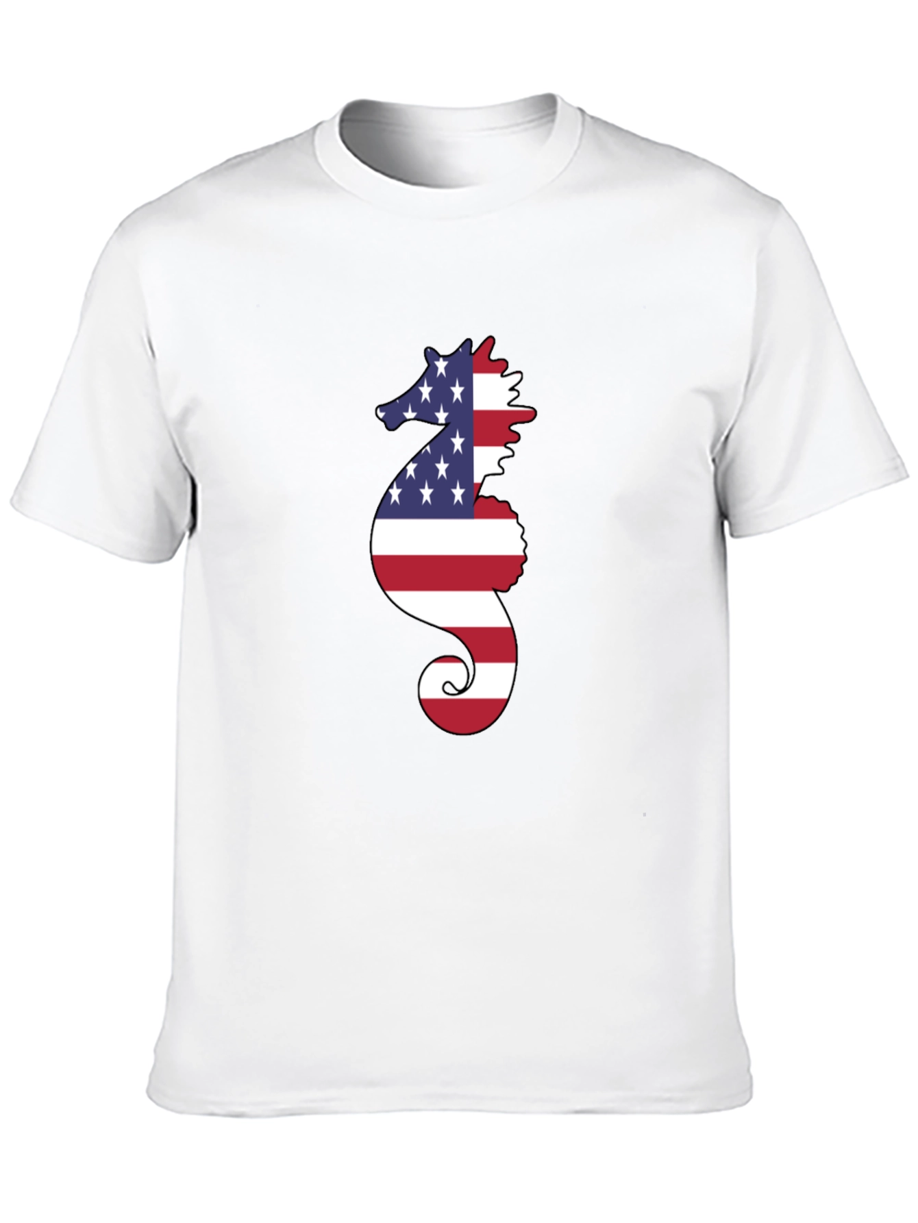 American Flag Seahorse Graphic T-Shirt