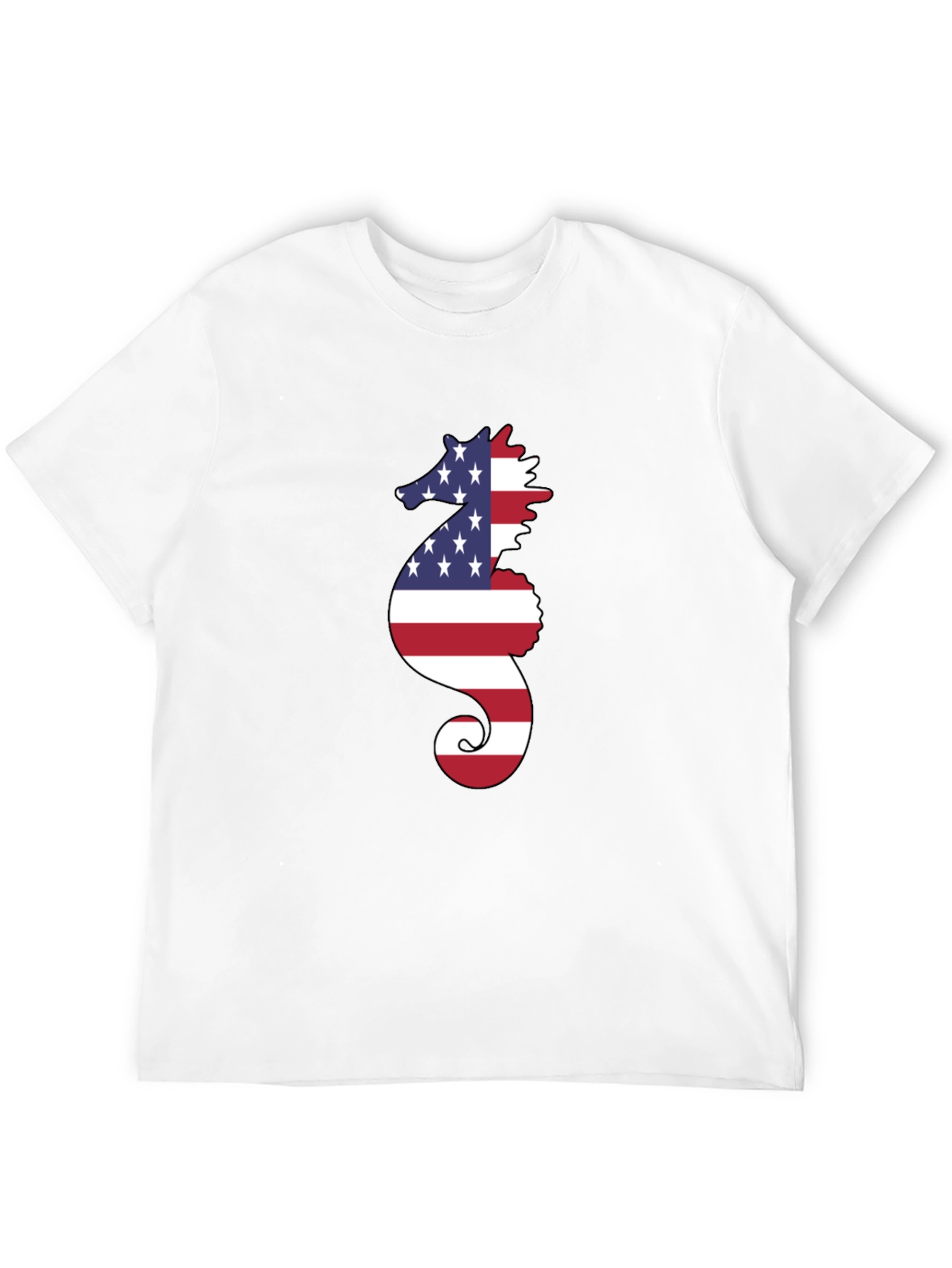 American Flag Seahorse Graphic T-Shirt