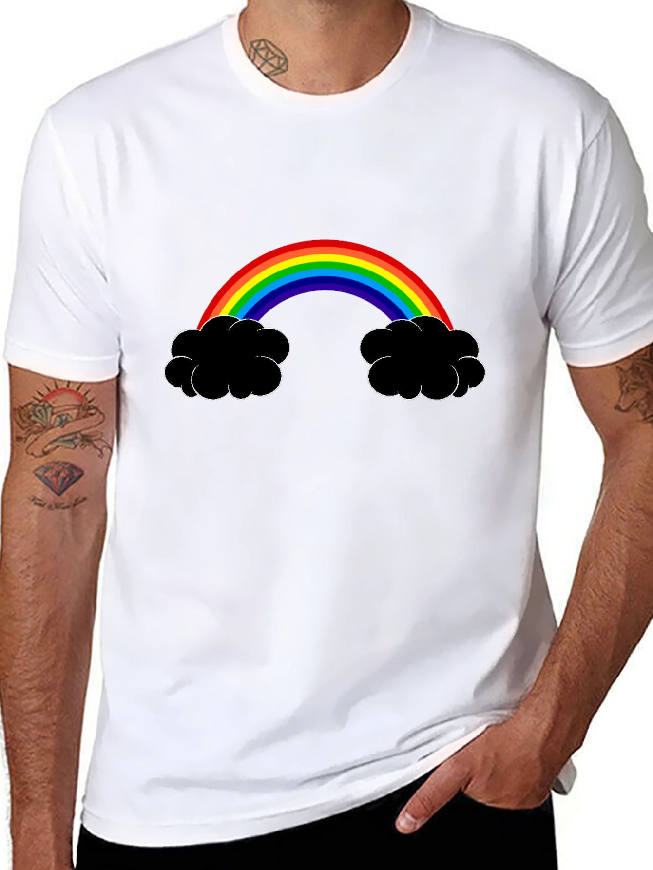Rainbow Cloud Graphic Tee - Black