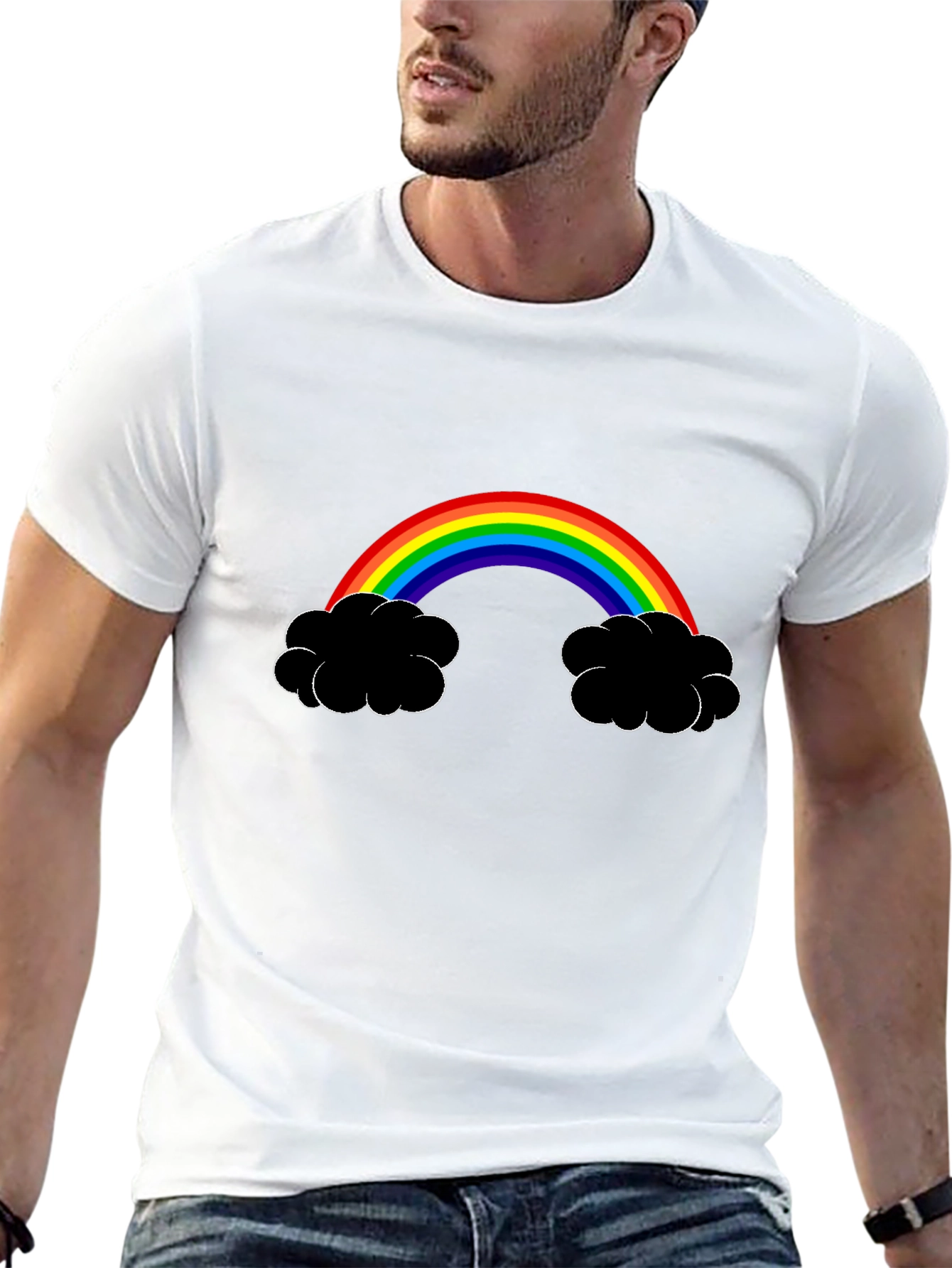Rainbow Cloud Graphic Tee - Black