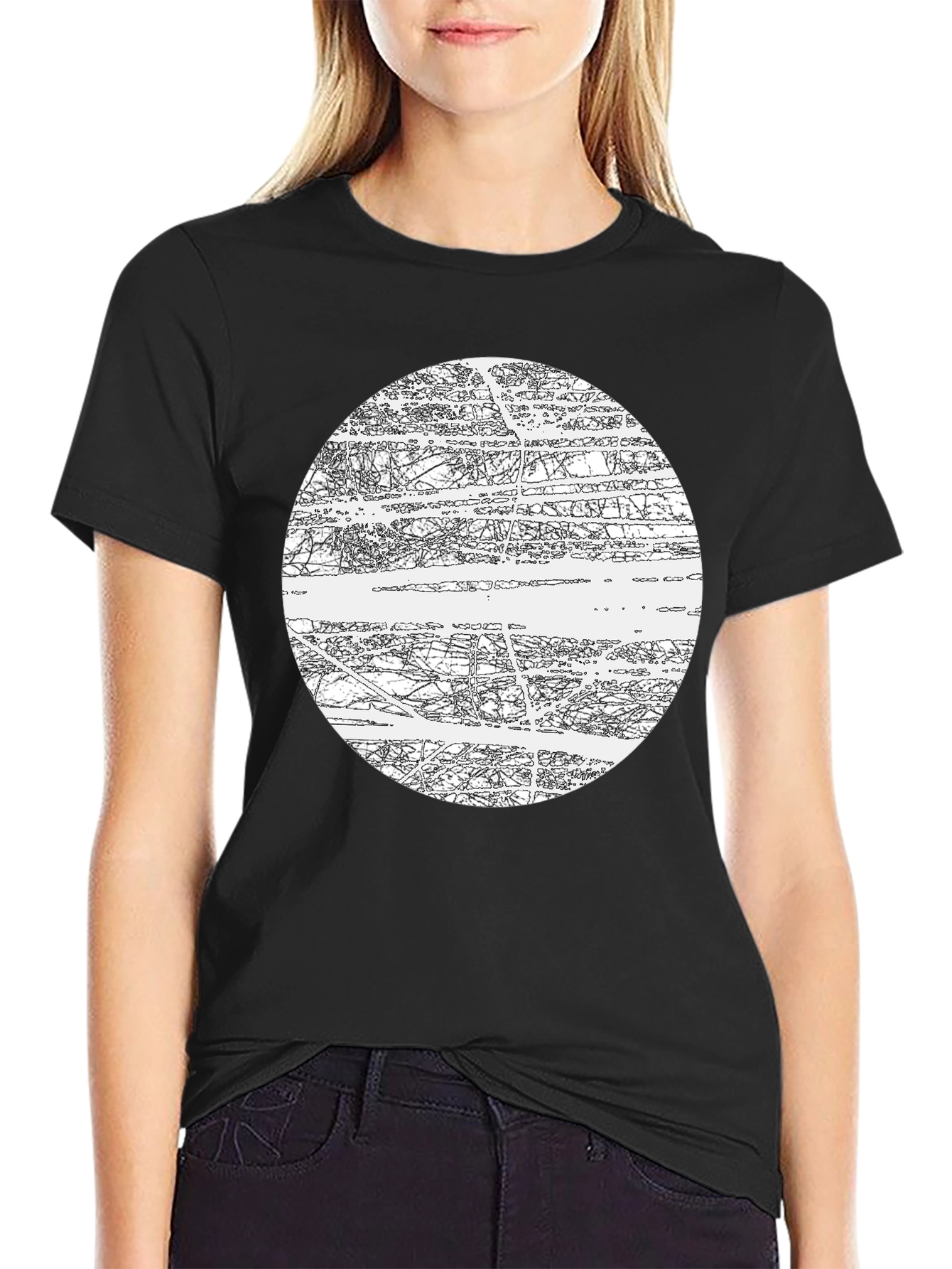 Abstract Graphic Black T-Shirt