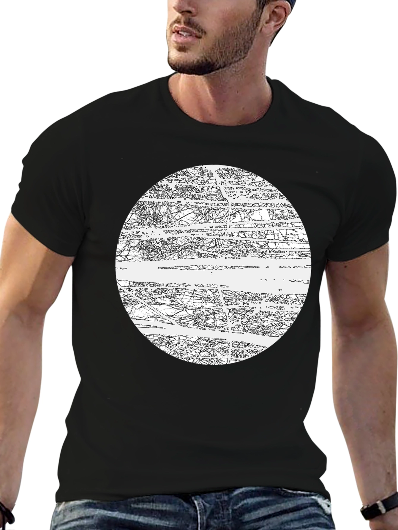 Abstract Graphic Black T-Shirt