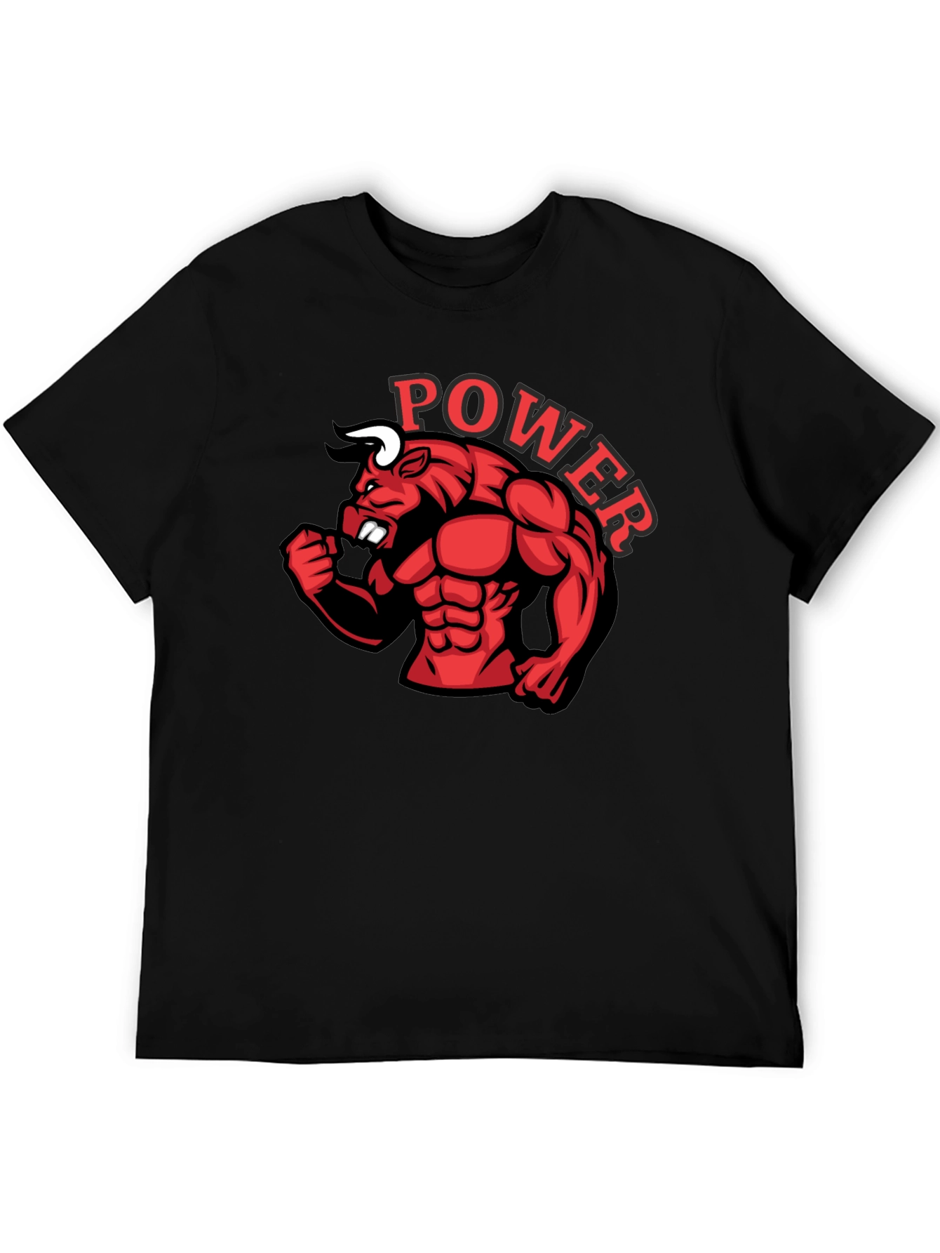 Power Bull Graphic Tee - Black Cotton Shirt
