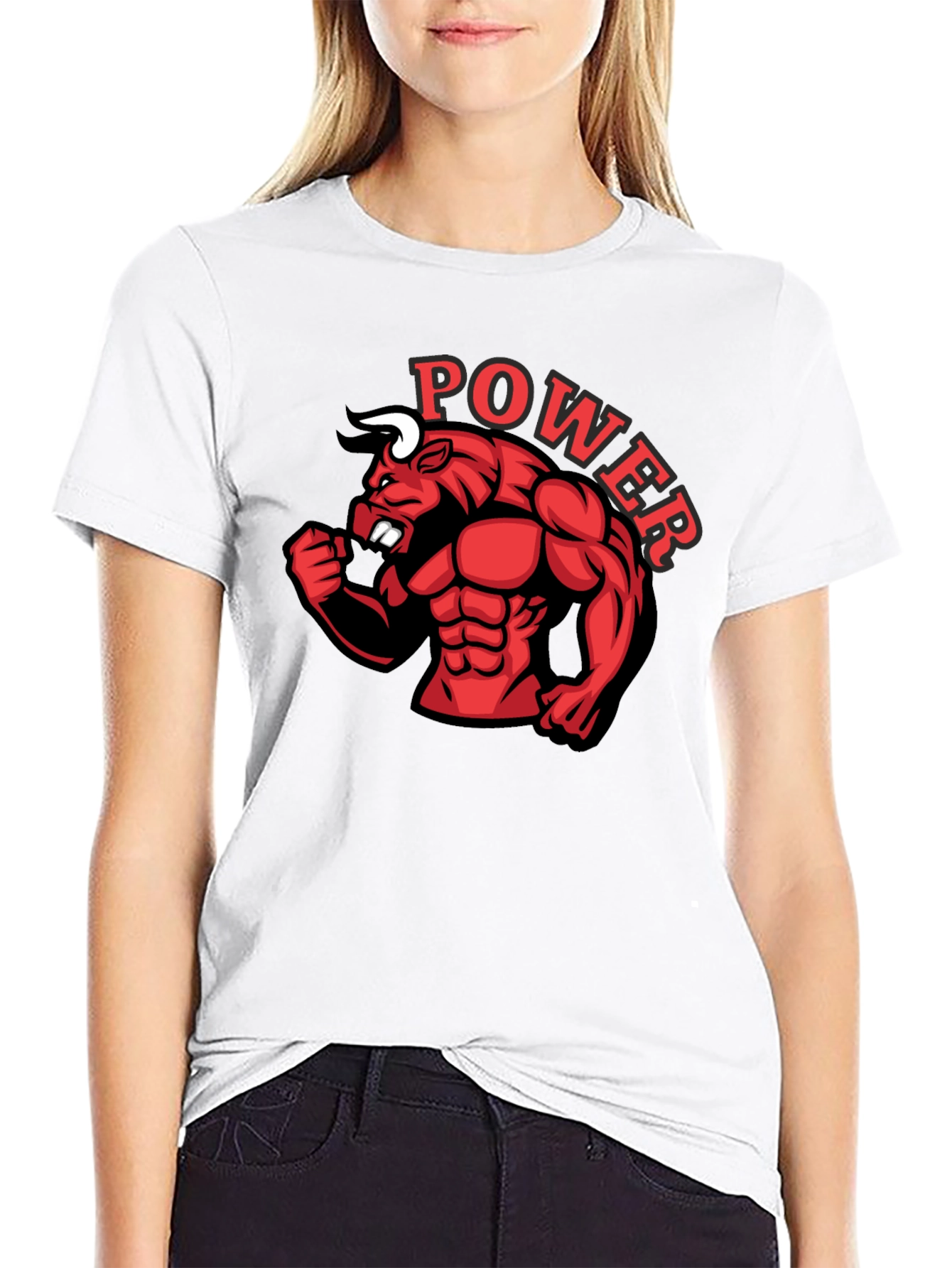 Power Bull Graphic Tee - Black Cotton Shirt