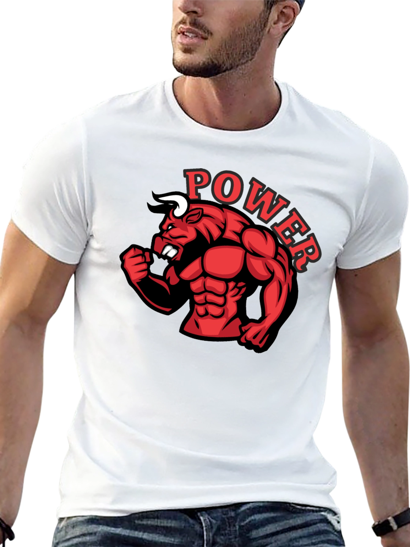 Power Bull Graphic Tee - Black Cotton Shirt