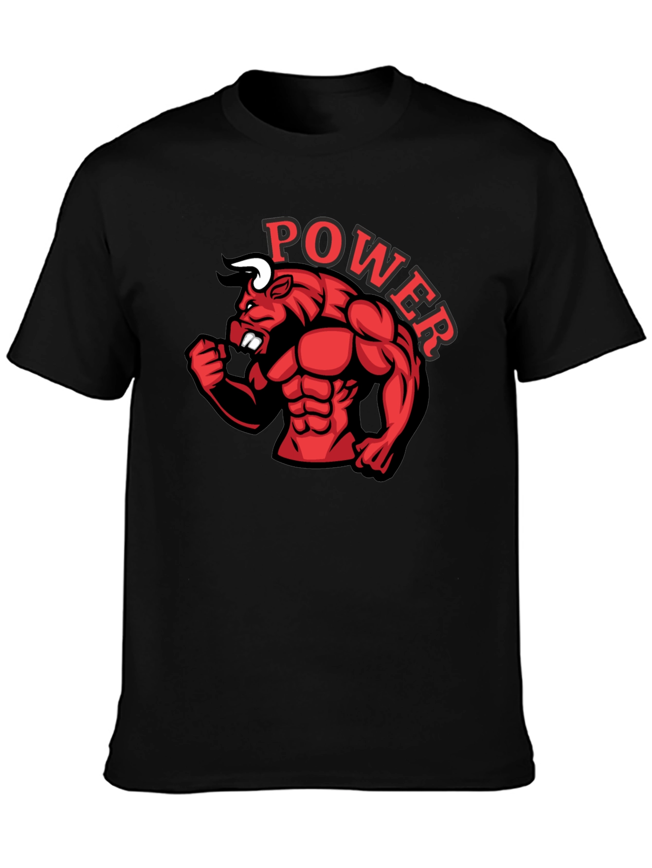 Power Bull Graphic Tee - Black Cotton Shirt