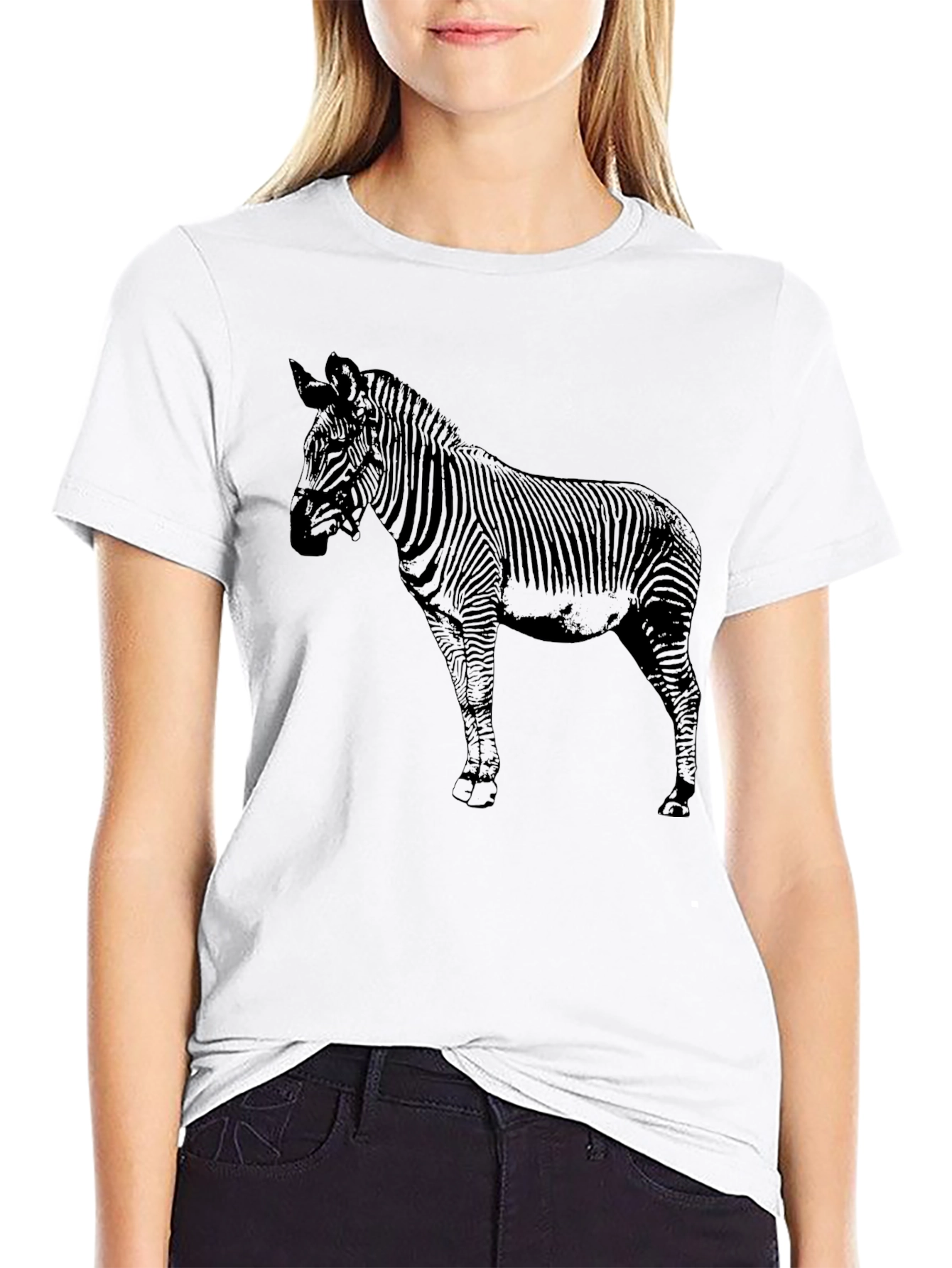 Zebra Graphic Print Black T-Shirt