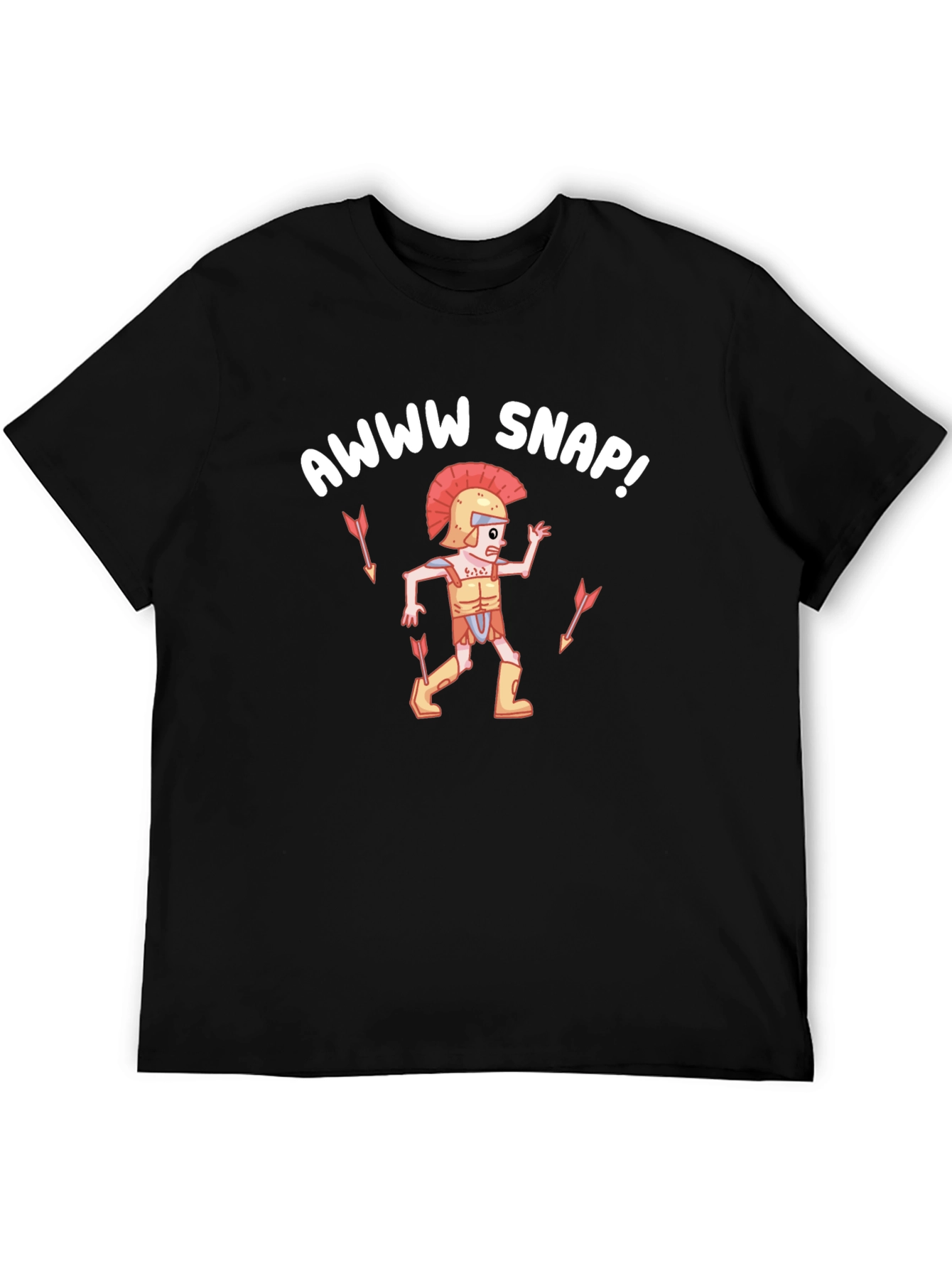 Awww Snap! Cartoon Roman Soldier Black T-Shirt