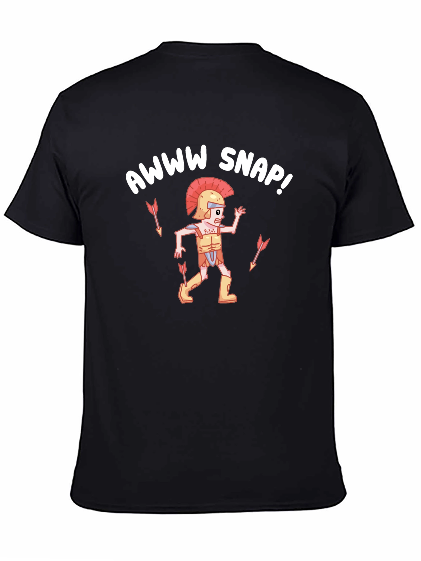 Awww Snap! Cartoon Roman Soldier Black T-Shirt