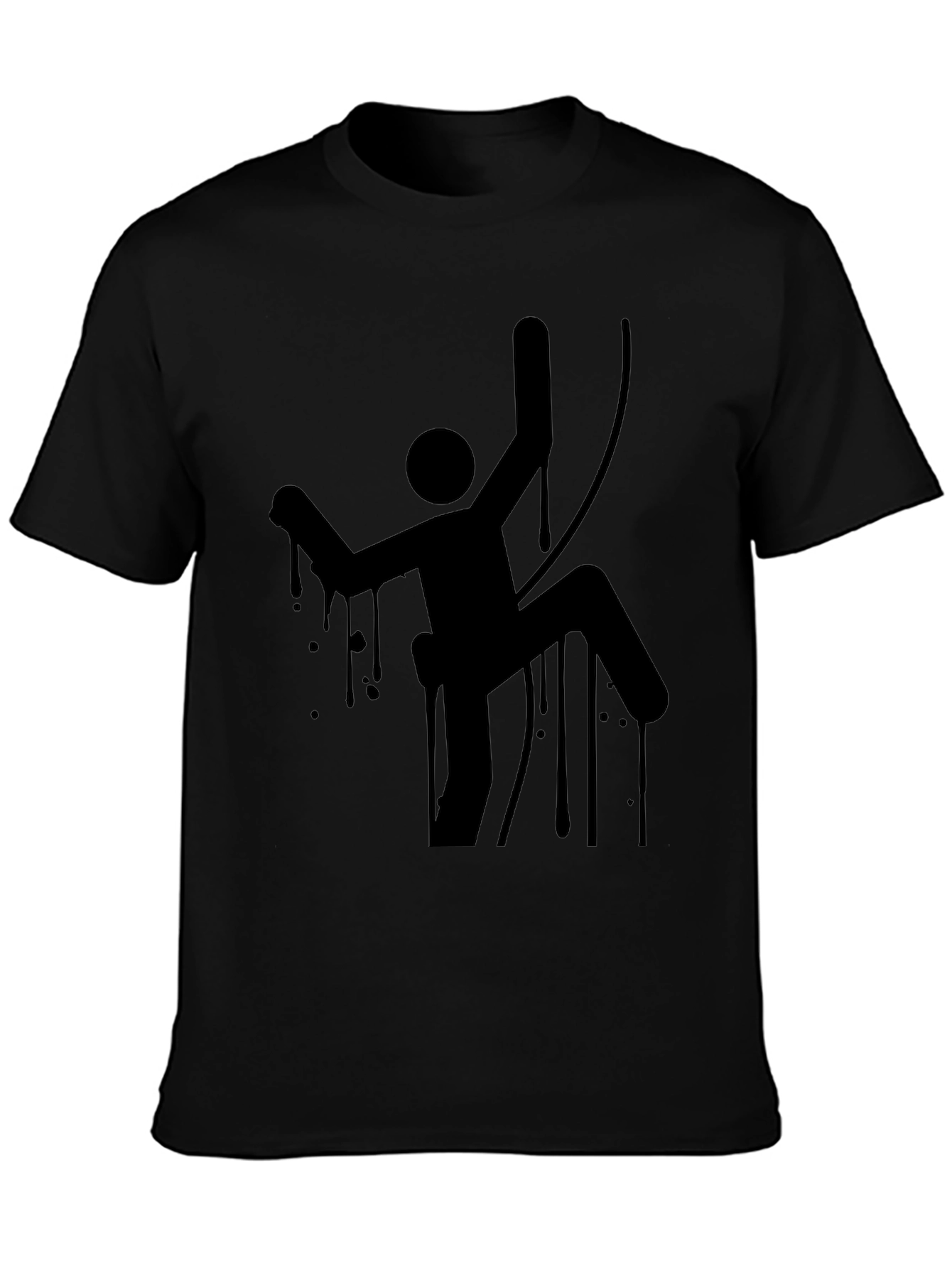 Climbing Man Graphic Tee - Black Cotton T-Shirt