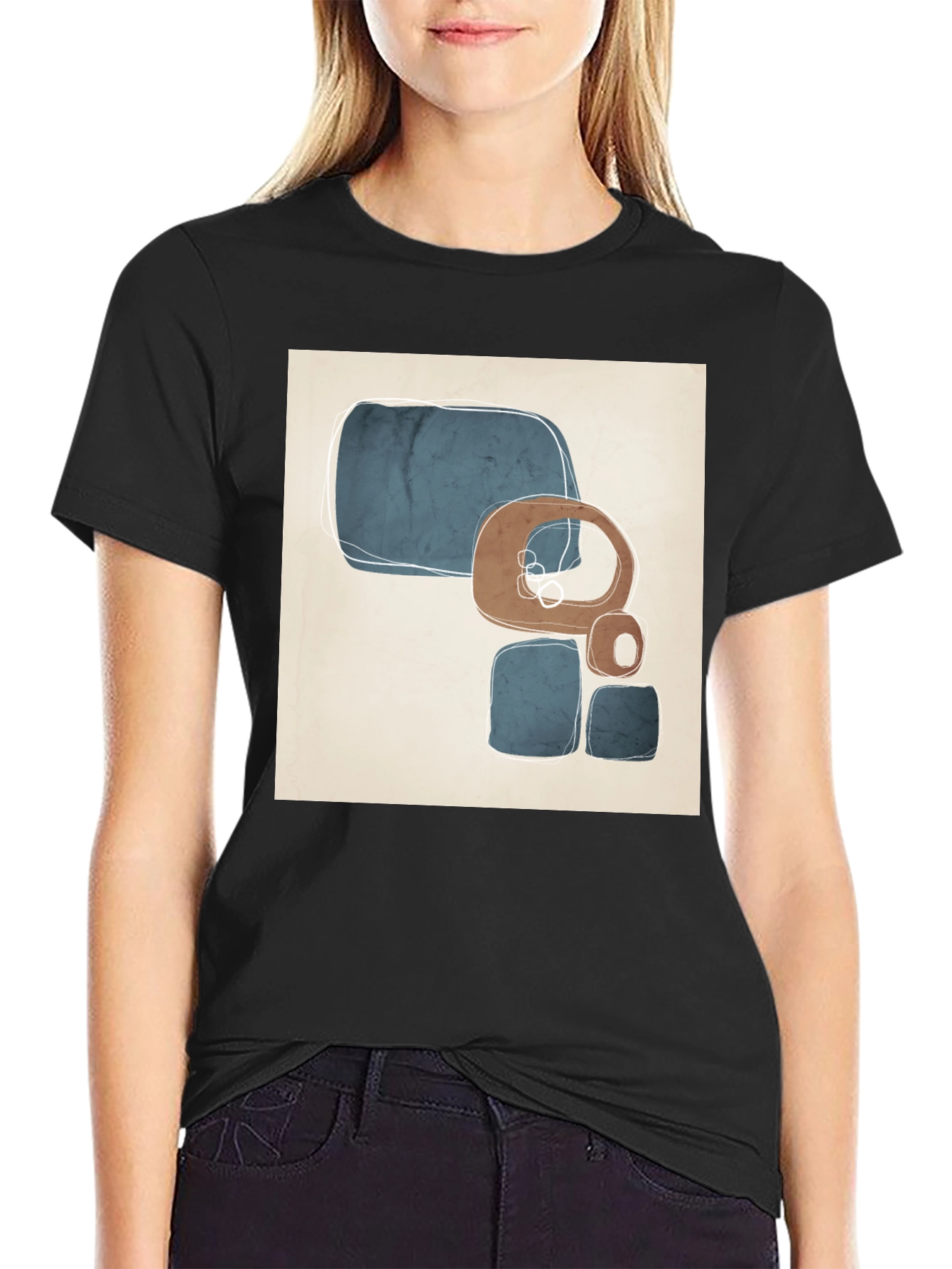 Abstract Geometric Art Black T-Shirt