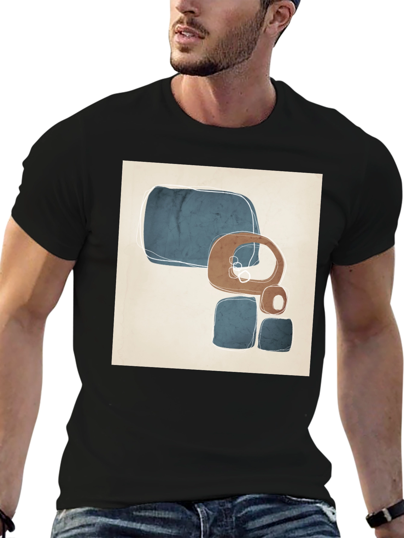 Abstract Geometric Art Black T-Shirt