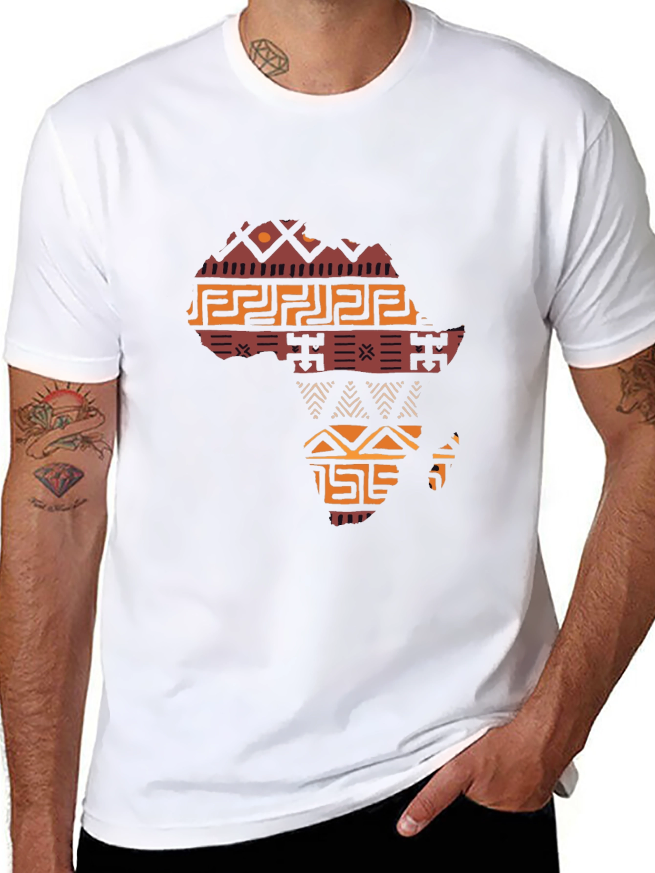 Africa Map Graphic T-Shirt - Black Crew Neck Tee