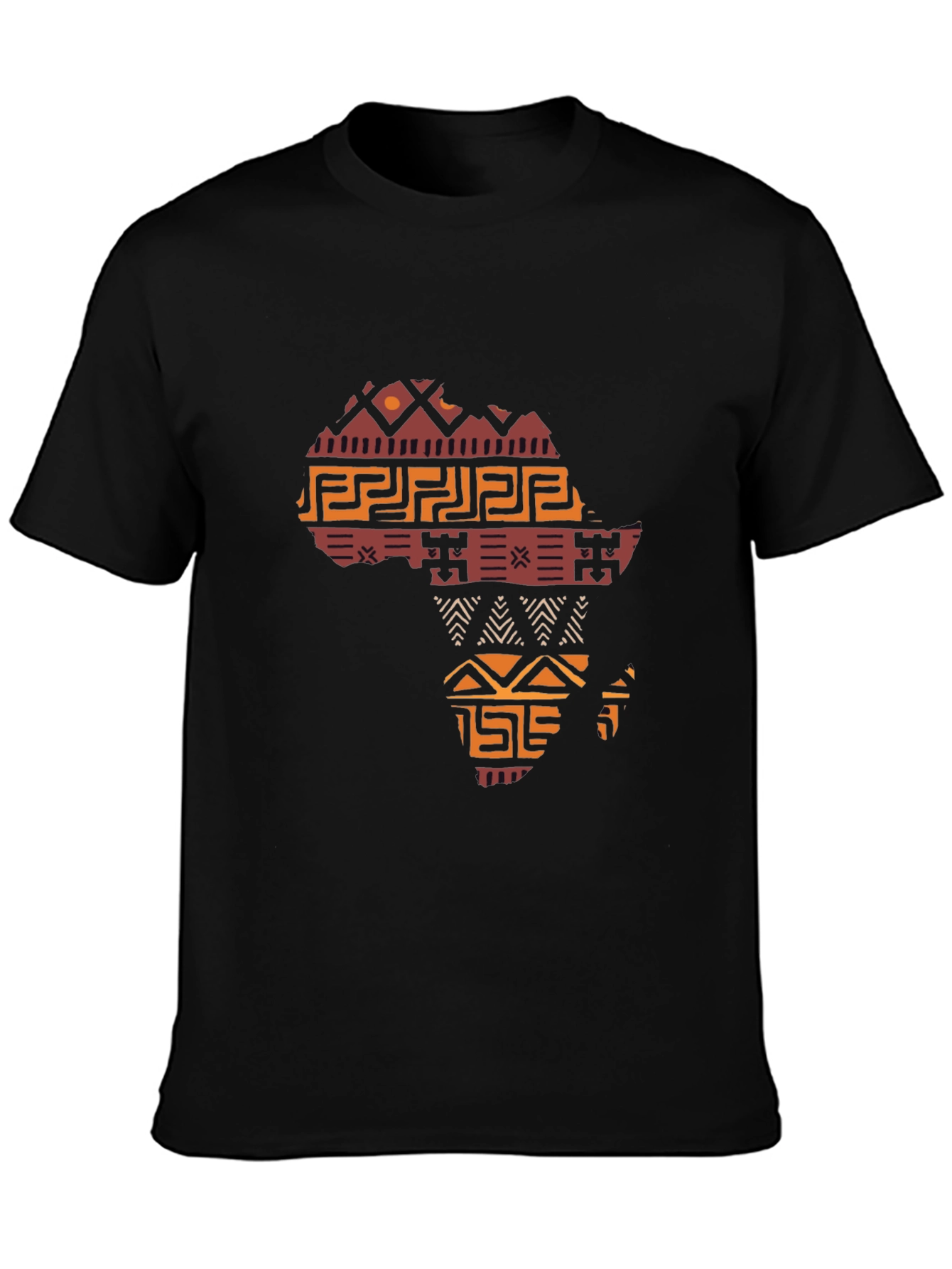 Africa Map Graphic T-Shirt - Black Crew Neck Tee