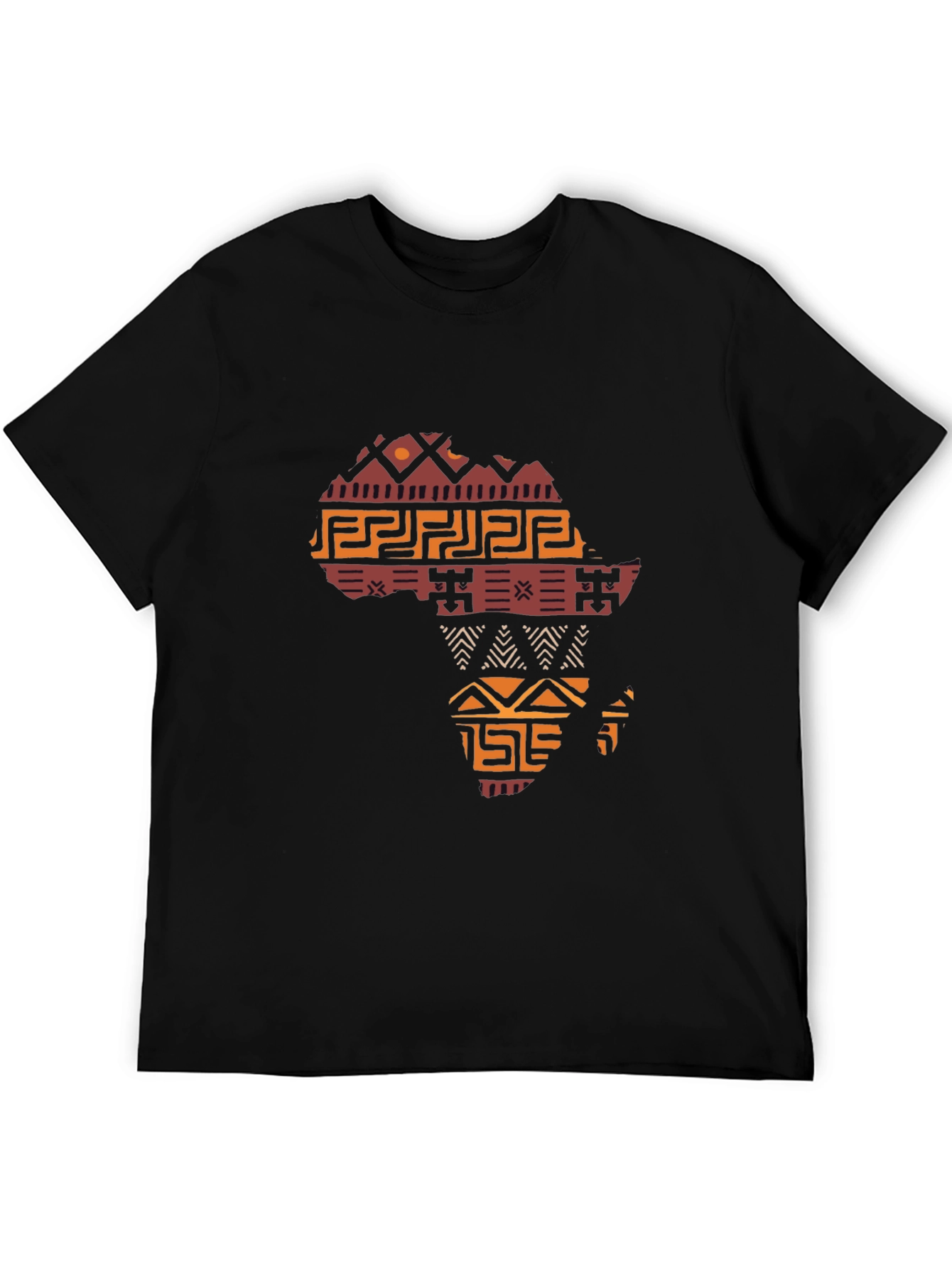 Africa Map Graphic T-Shirt - Black Crew Neck Tee