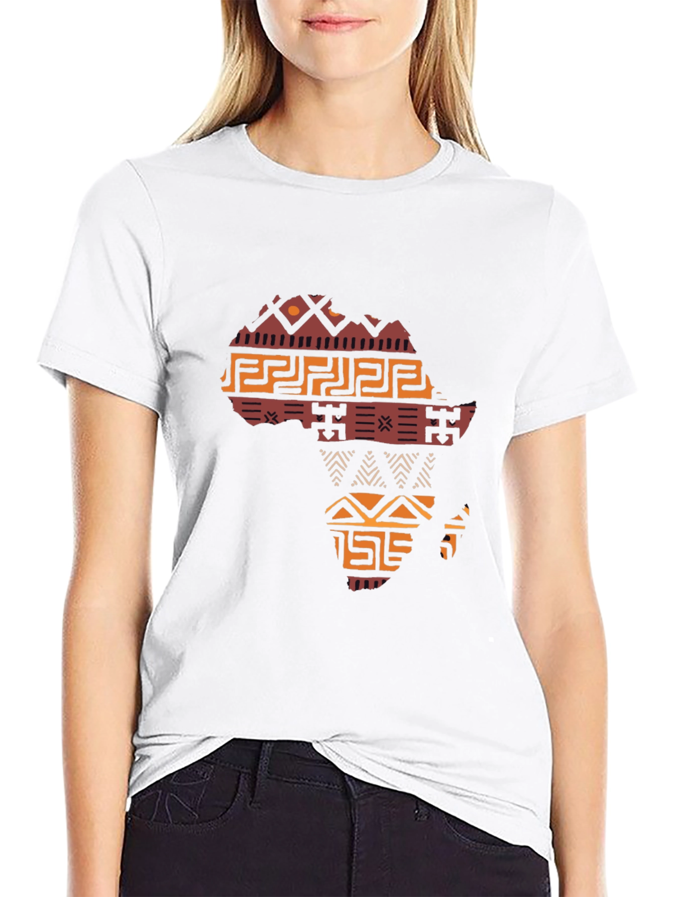 Africa Map Graphic T-Shirt - Black Crew Neck Tee