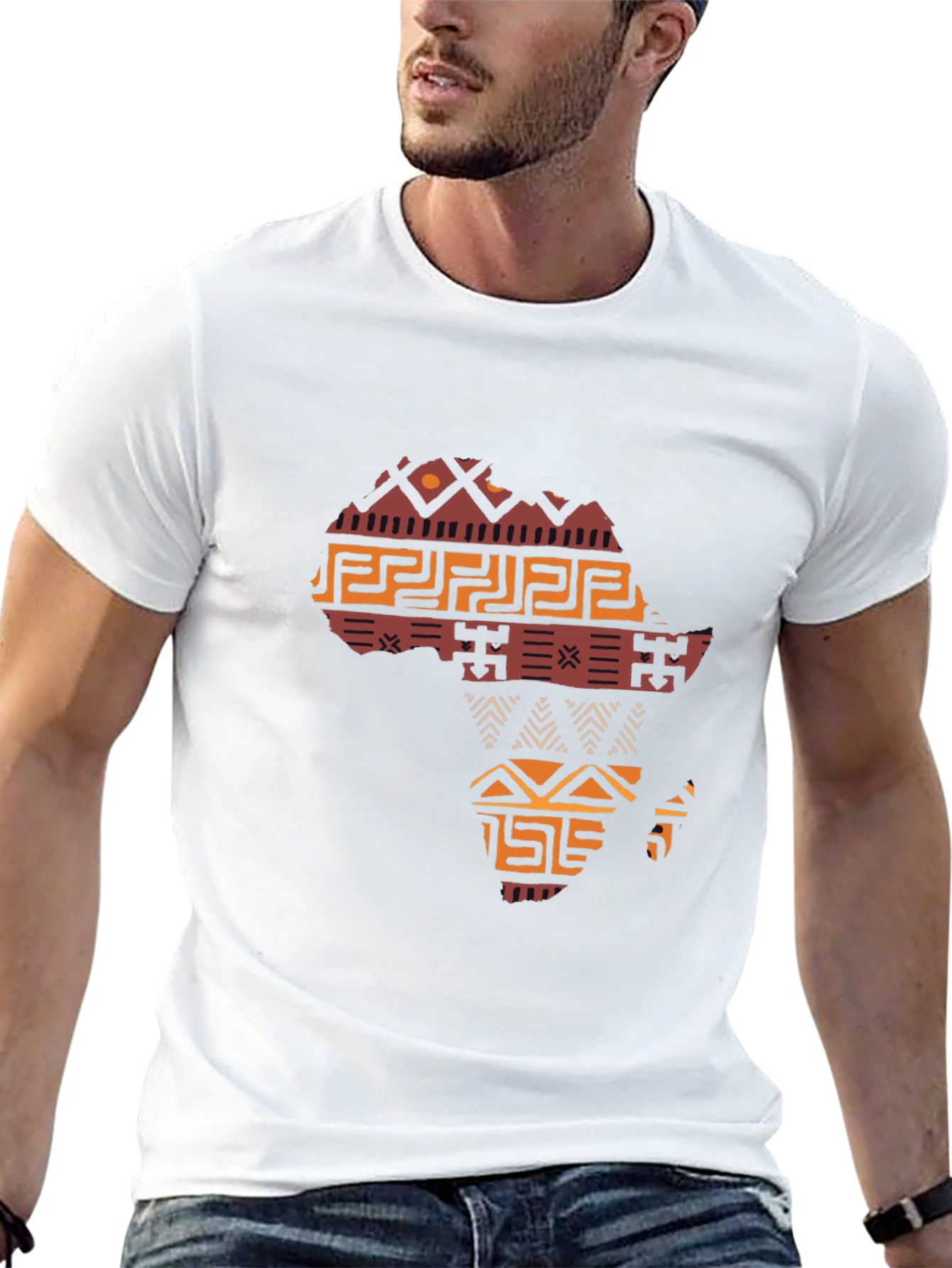 Africa Map Graphic T-Shirt - Black Crew Neck Tee