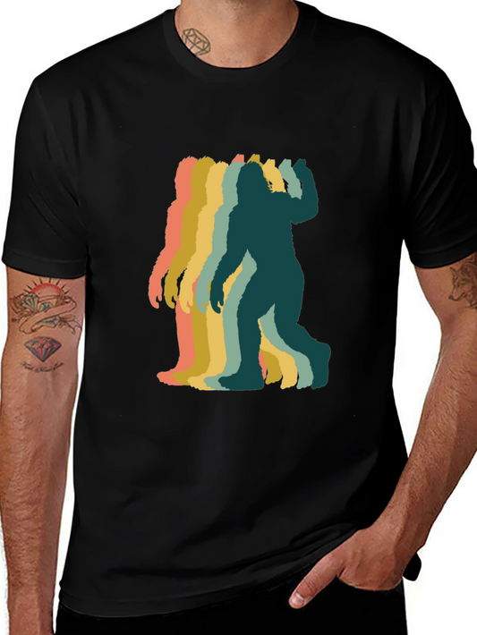 Retro Bigfoot Silhouette Graphic T-Shirt - Black