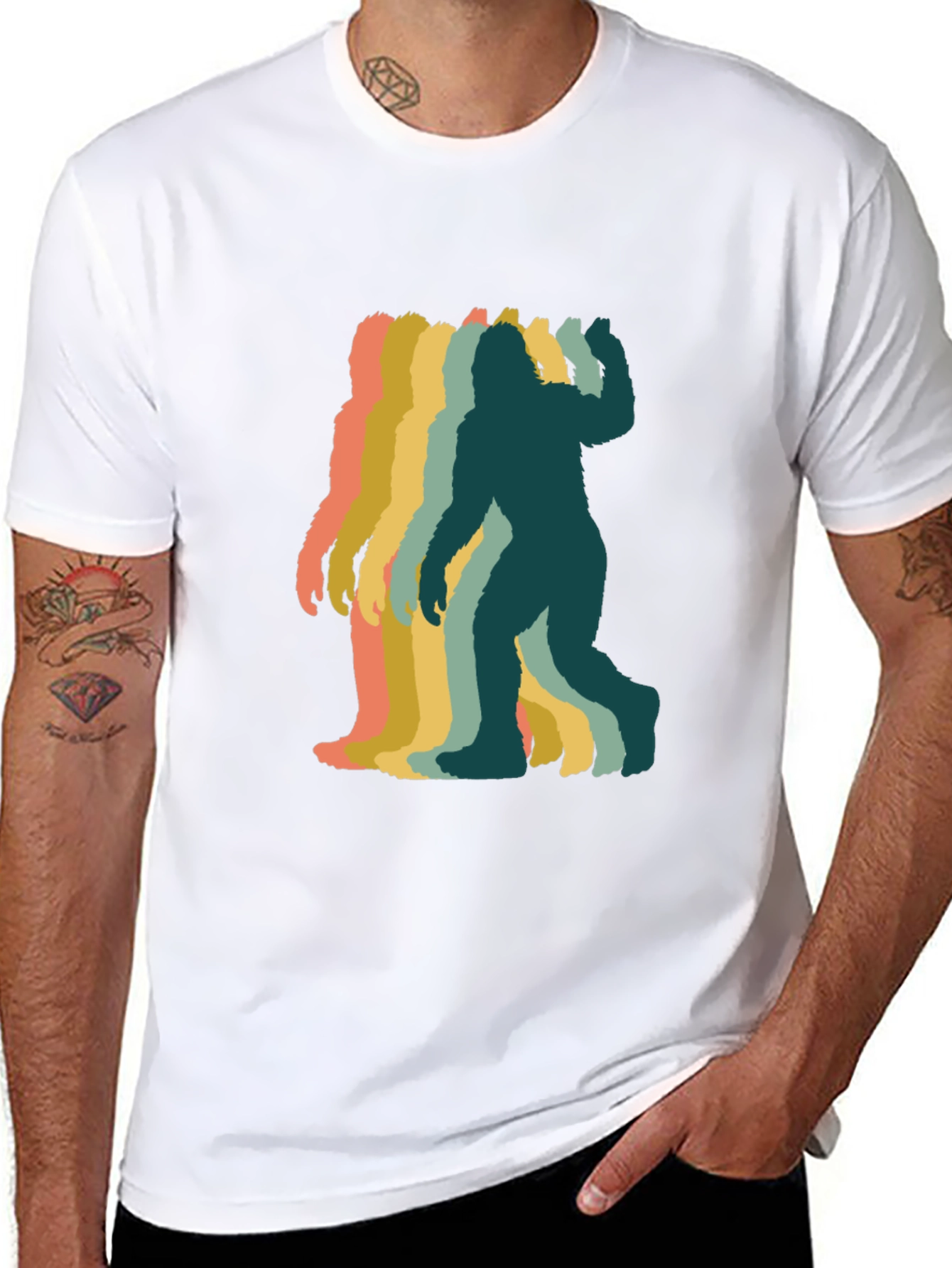Retro Bigfoot Silhouette Graphic T-Shirt - Black