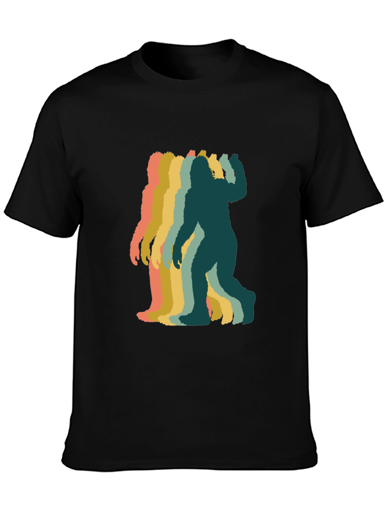Retro Bigfoot Silhouette Graphic T-Shirt - Black