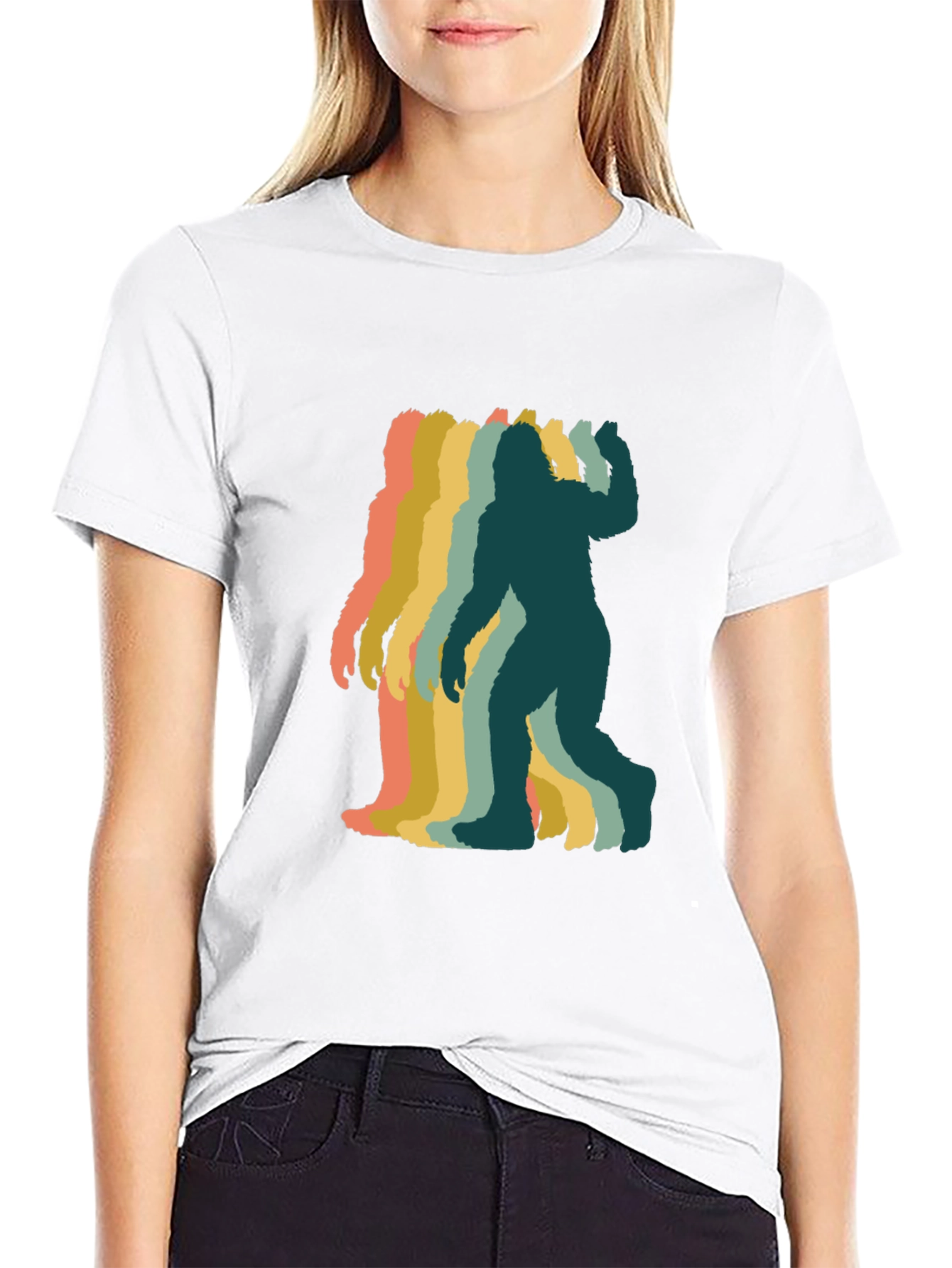 Retro Bigfoot Silhouette Graphic T-Shirt - Black