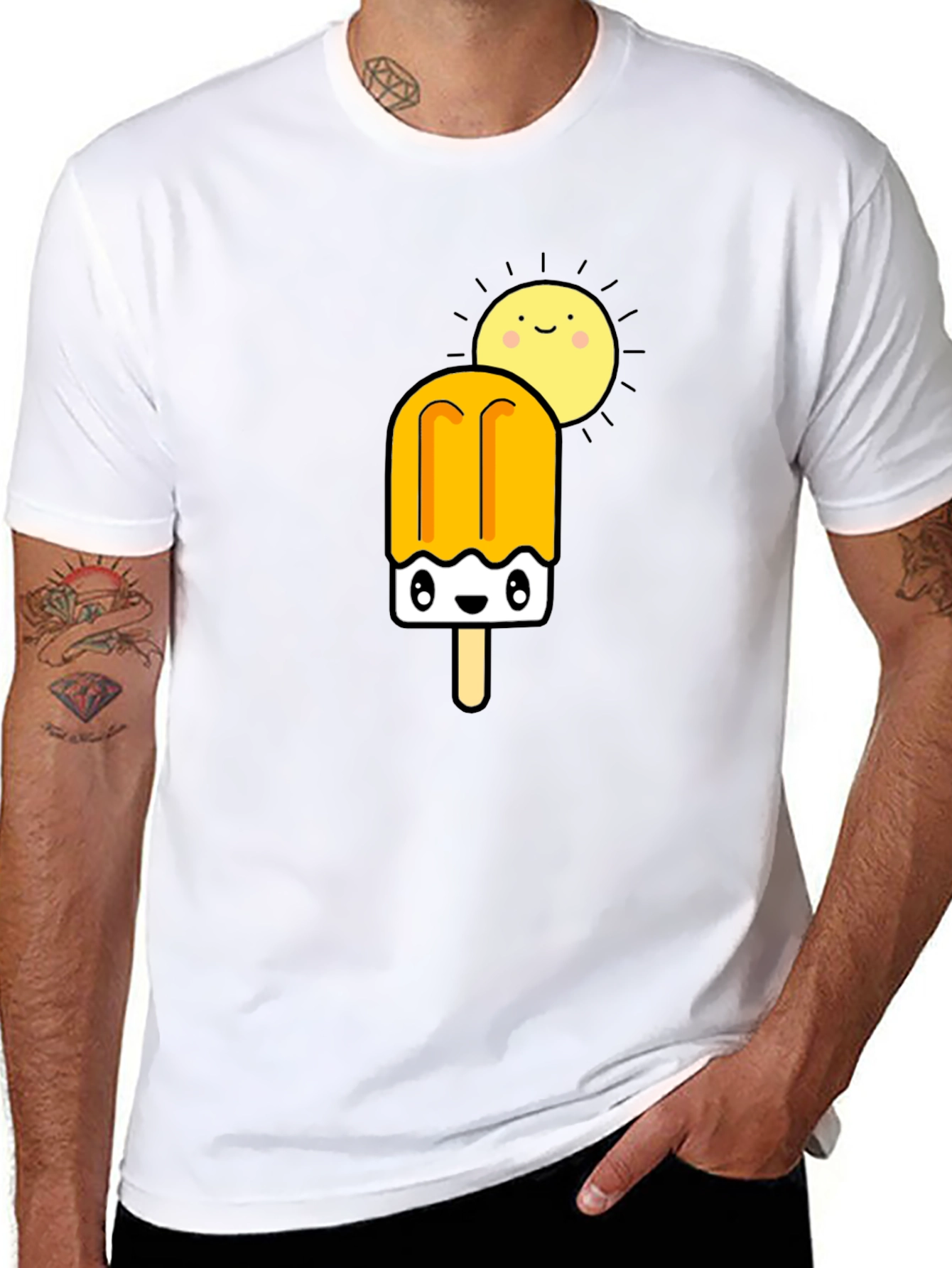 Cute Popsicle & Sun Graphic Tee - Summer Fun