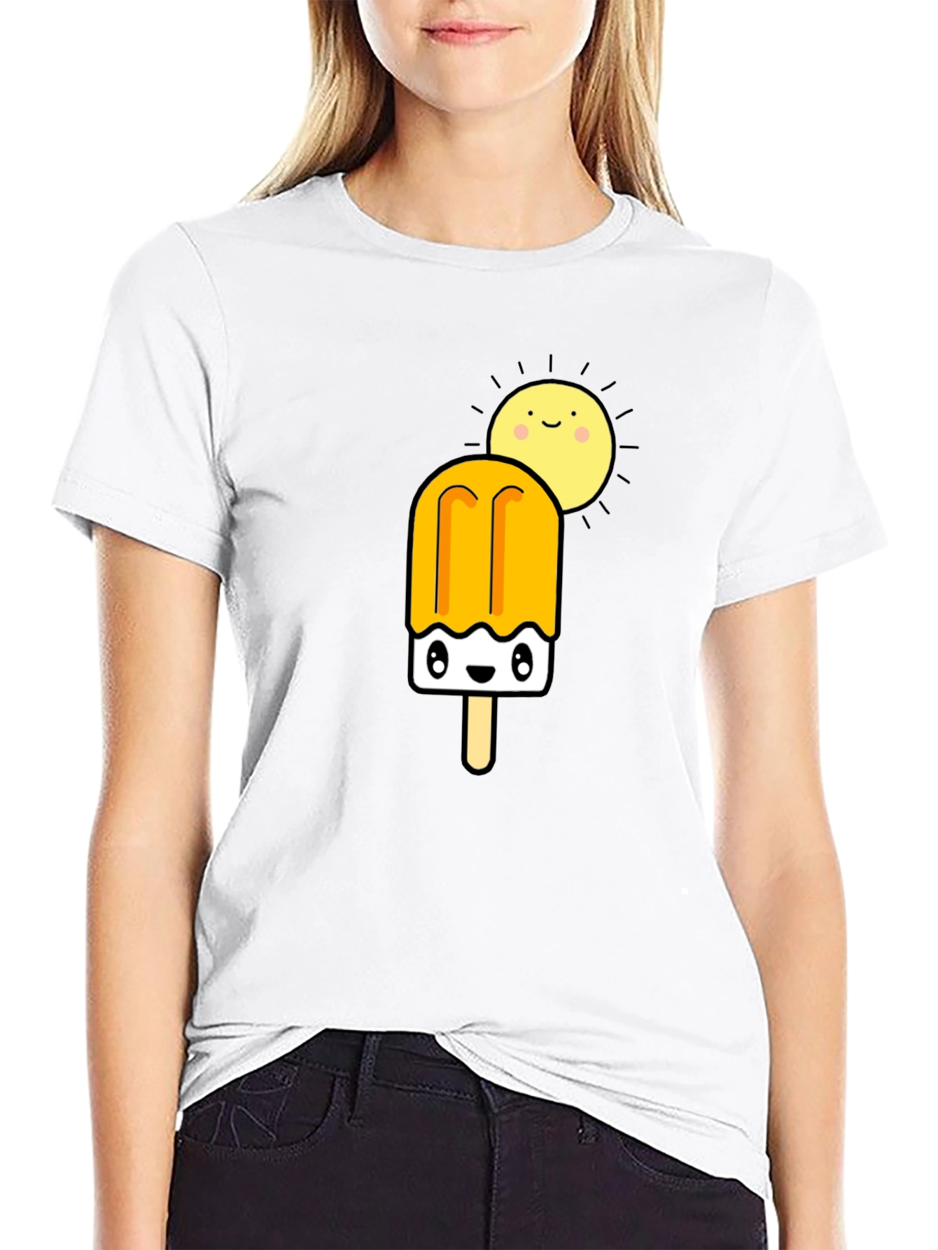 Cute Popsicle & Sun Graphic Tee - Summer Fun