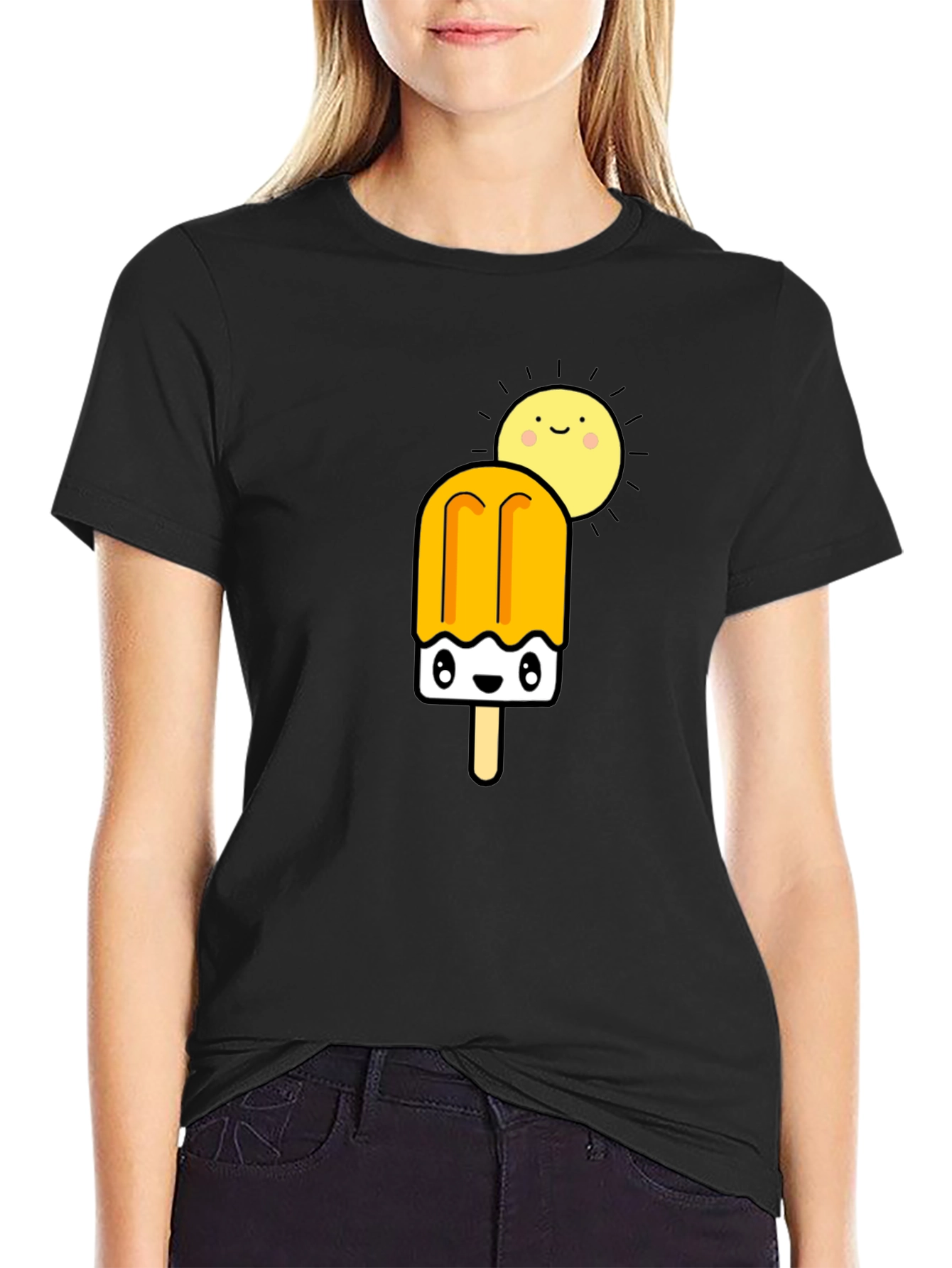 Cute Popsicle & Sun Graphic Tee - Summer Fun