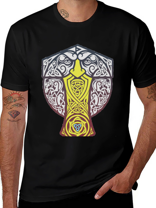 Viking Knotwork Raven T-Shirt - Black