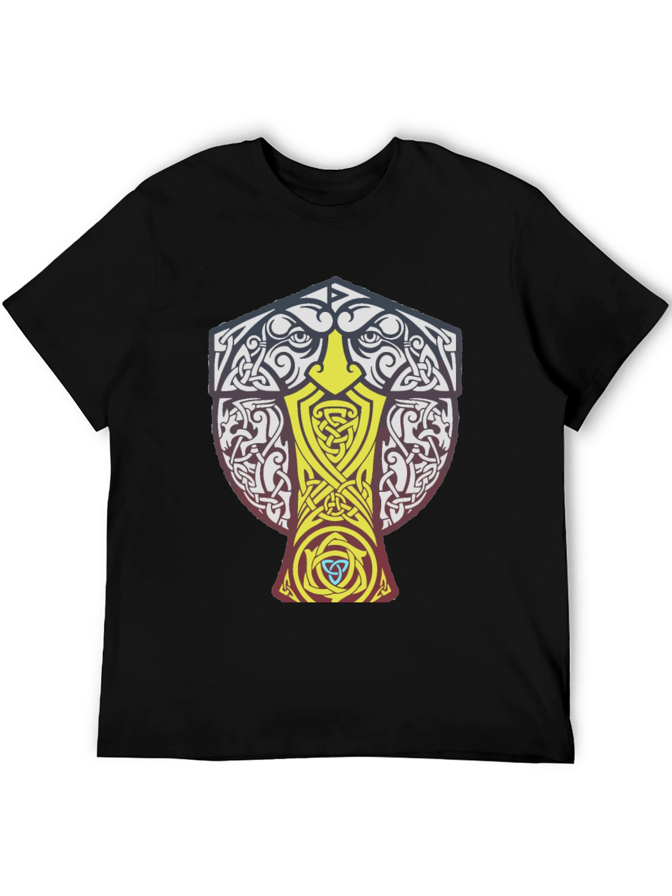 Viking Knotwork Raven T-Shirt - Black
