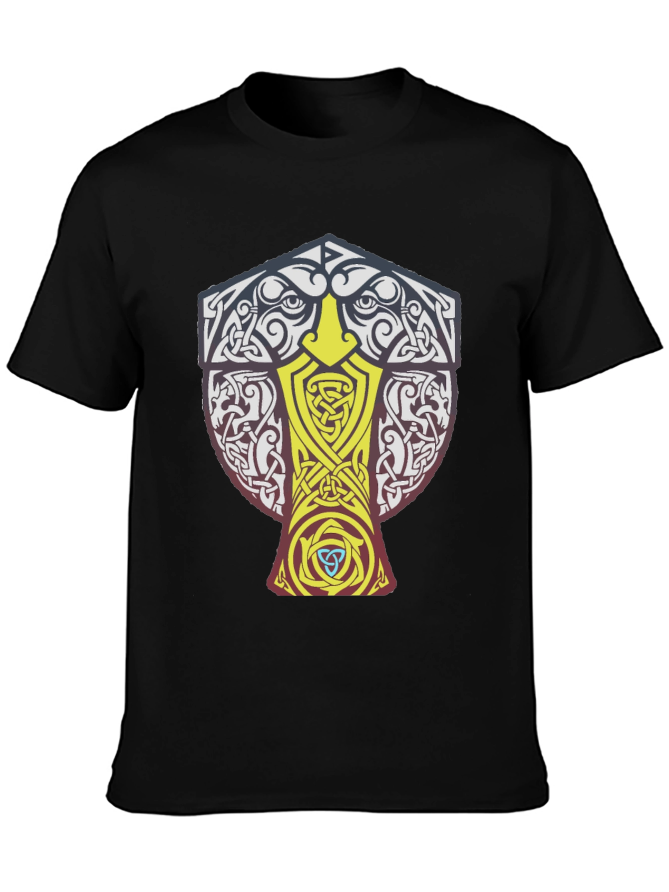 Viking Knotwork Raven T-Shirt - Black