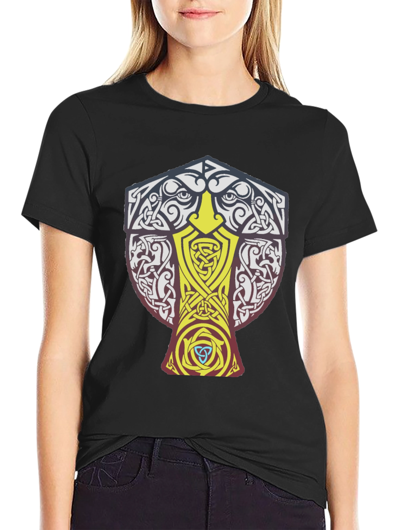 Viking Knotwork Raven T-Shirt - Black