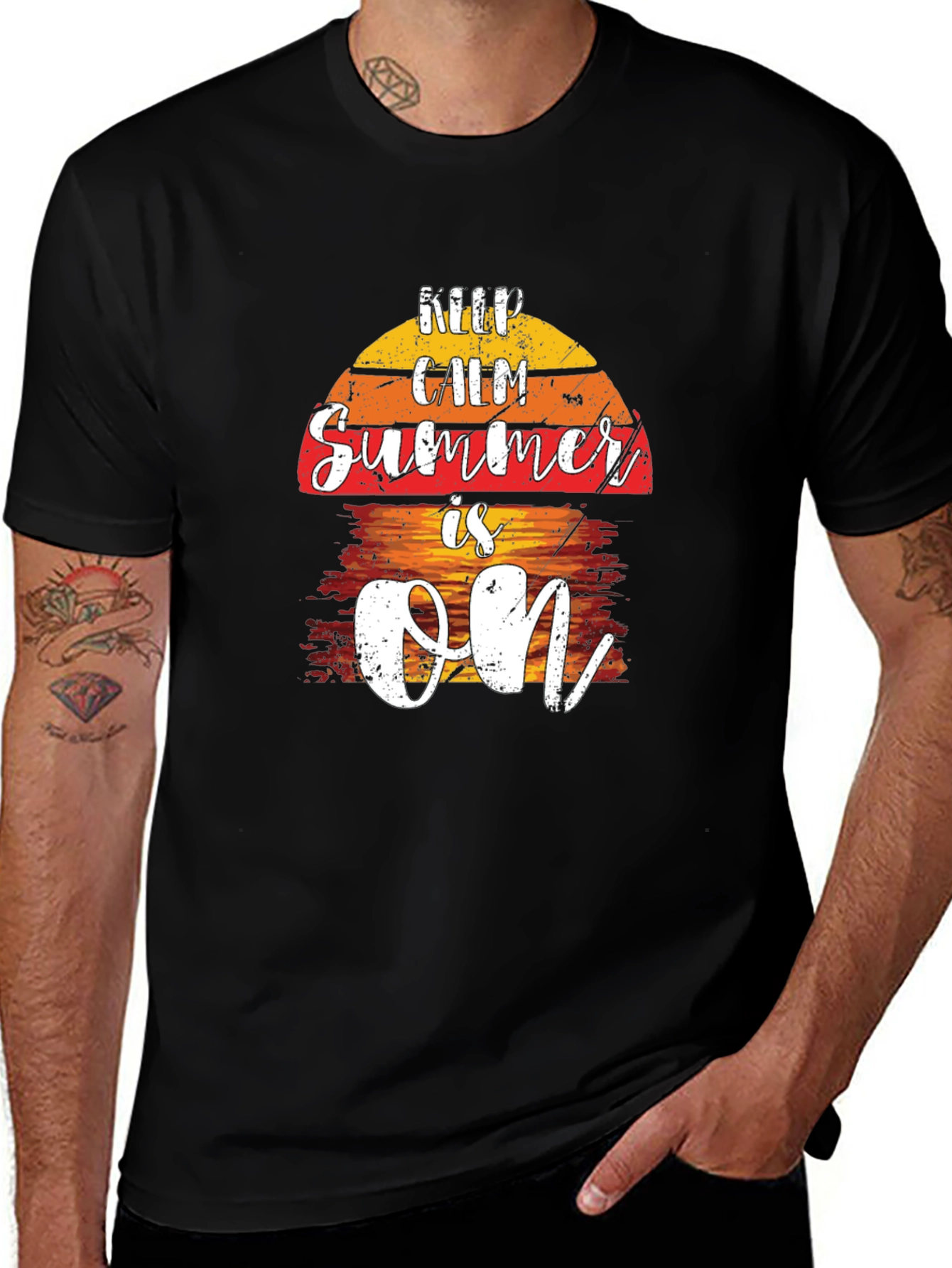 Keep Calm Summer Is On Black T-Shirt