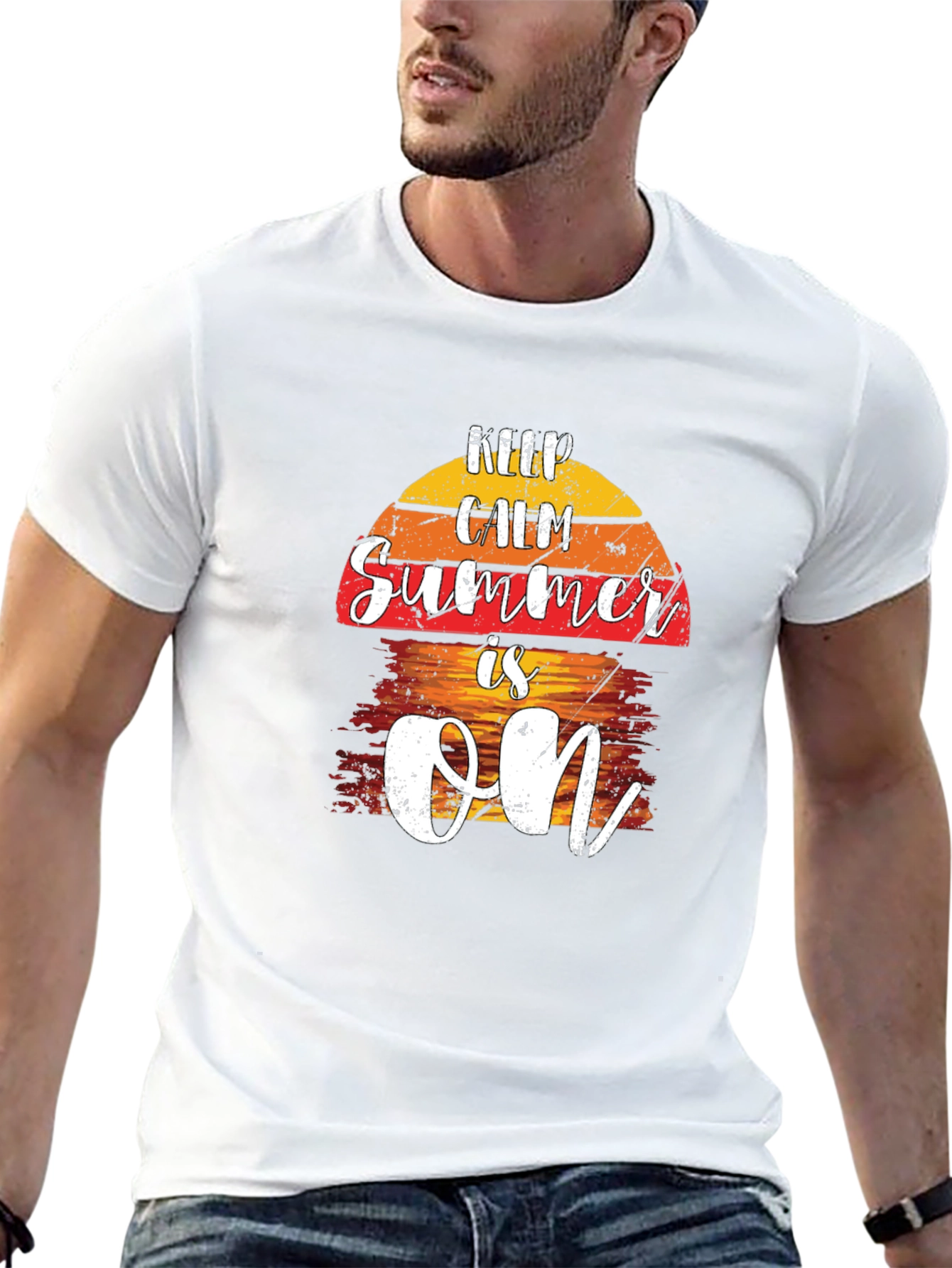 Keep Calm Summer Is On Black T-Shirt