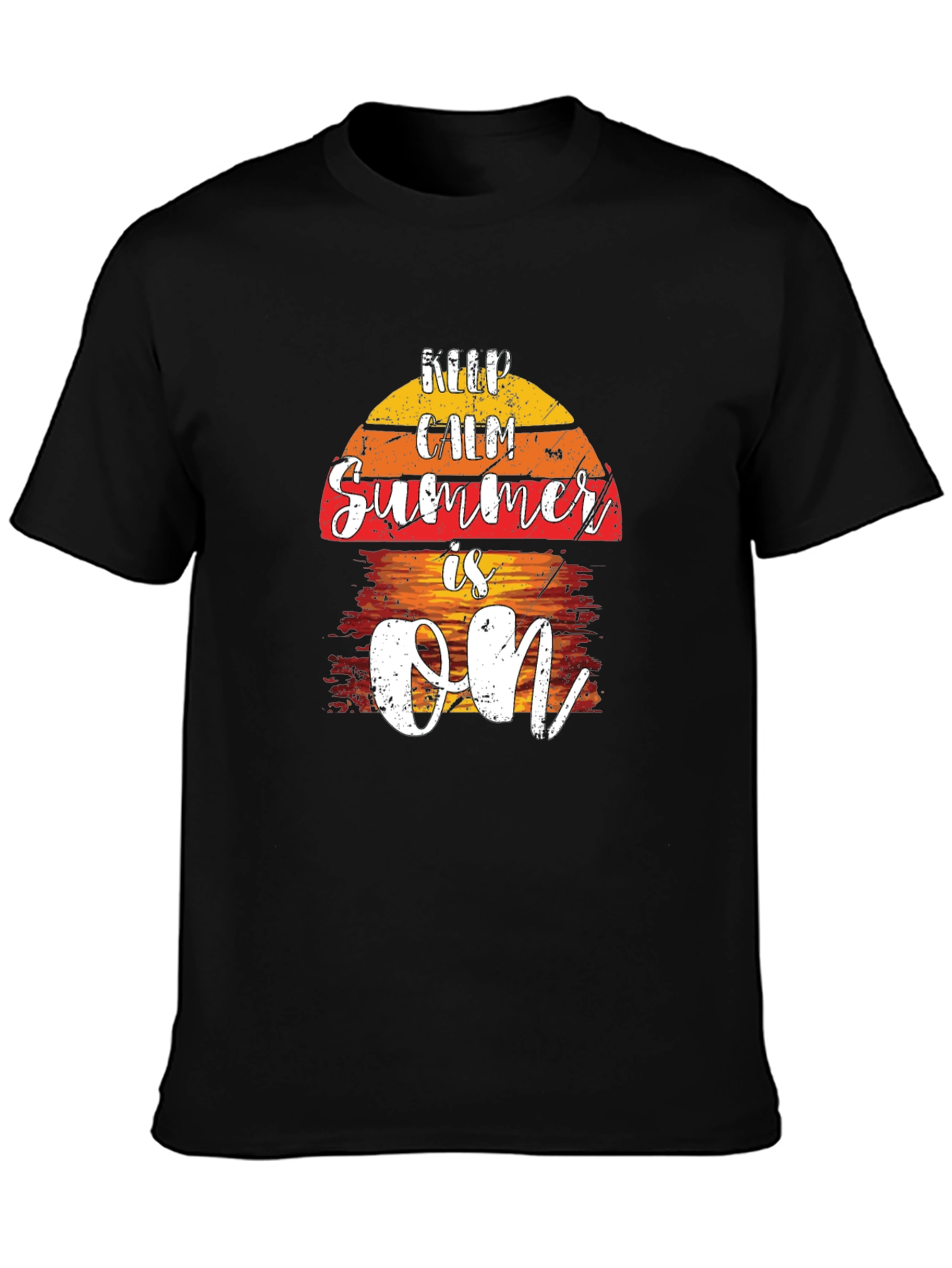 Keep Calm Summer Is On Black T-Shirt