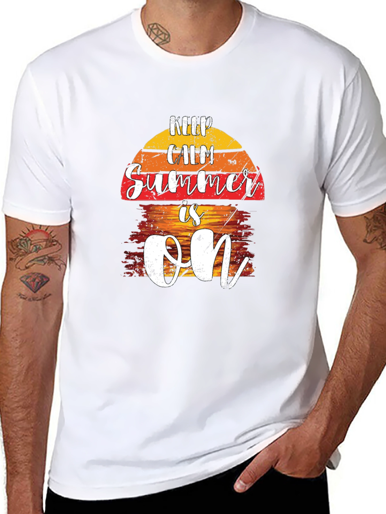 Keep Calm Summer Is On Black T-Shirt