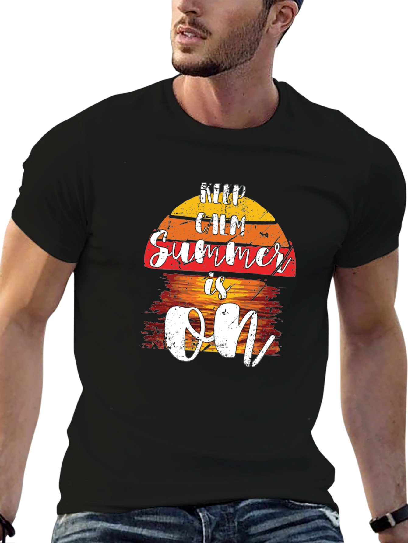 Keep Calm Summer Is On Black T-Shirt