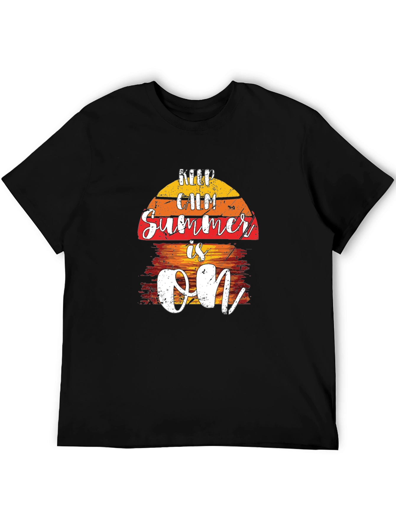 Keep Calm Summer Is On Black T-Shirt