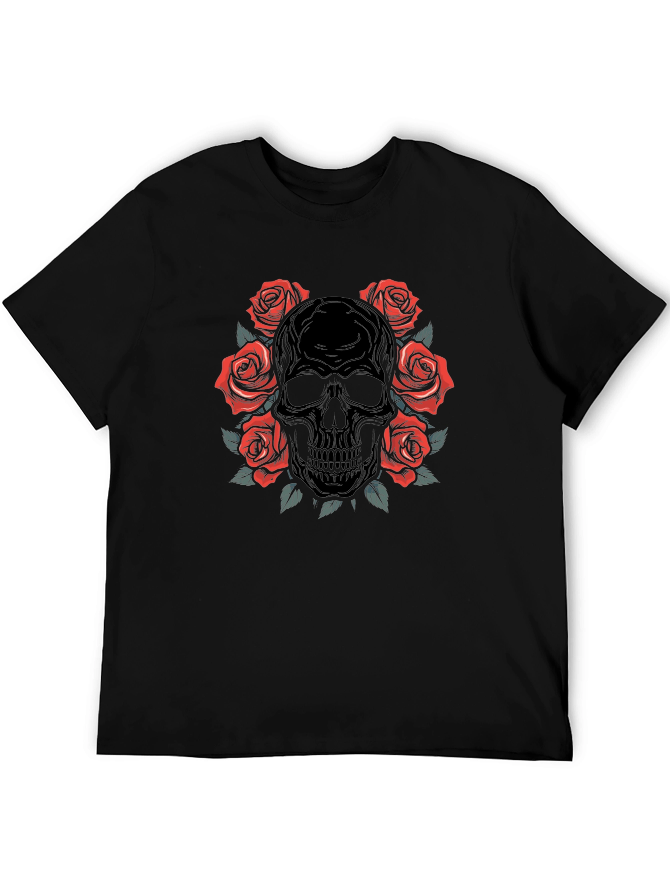 Skull & Roses Graphic Black T-Shirt