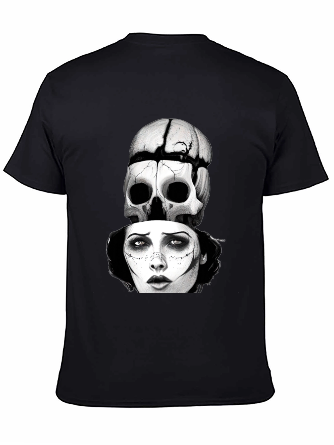 Skull & Woman Graphic T-Shirt - Gothic Style