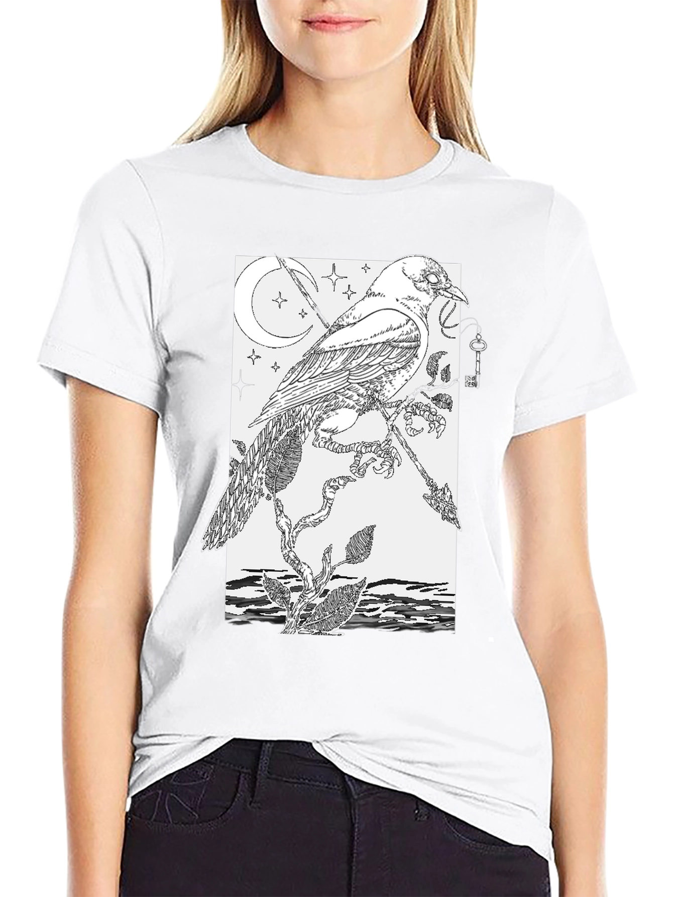 Raven & Key Graphic Tee - Black
