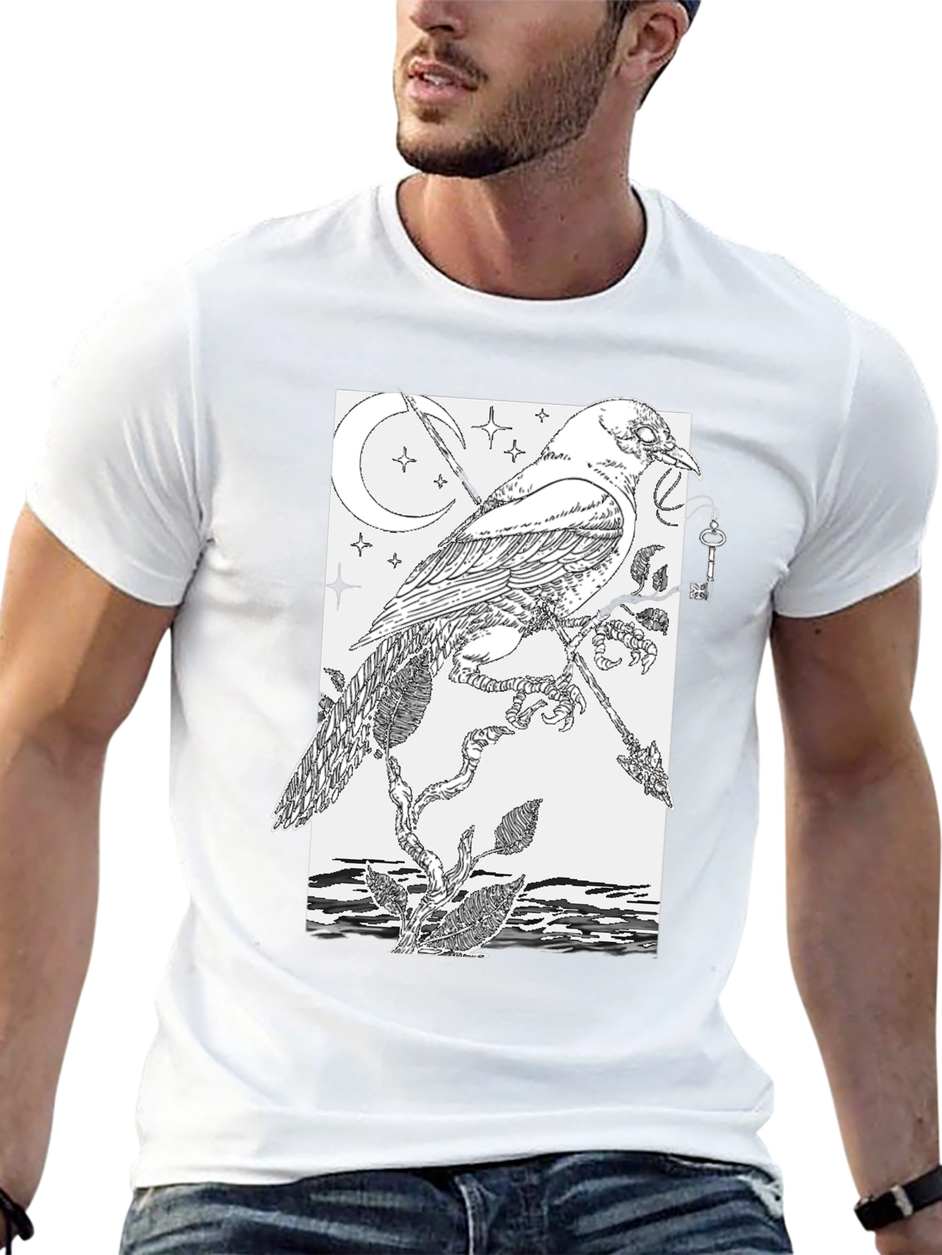 Raven & Key Graphic Tee - Black