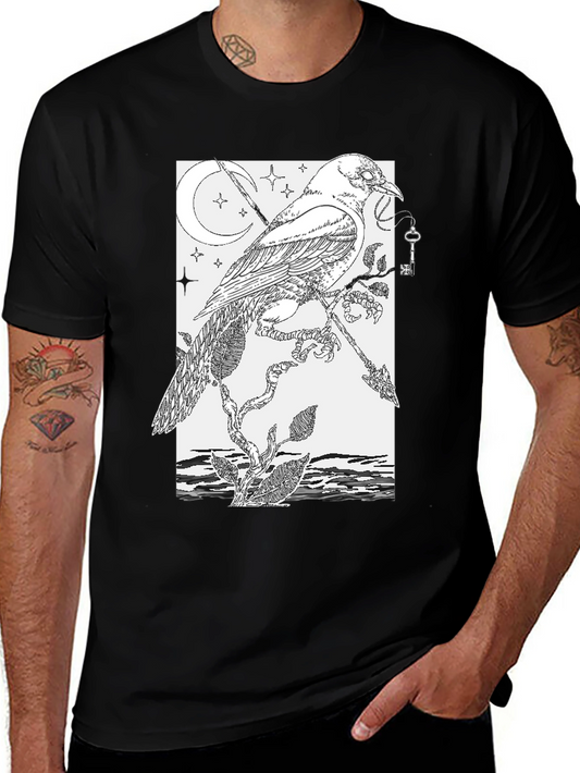Raven & Key Graphic Tee - Black