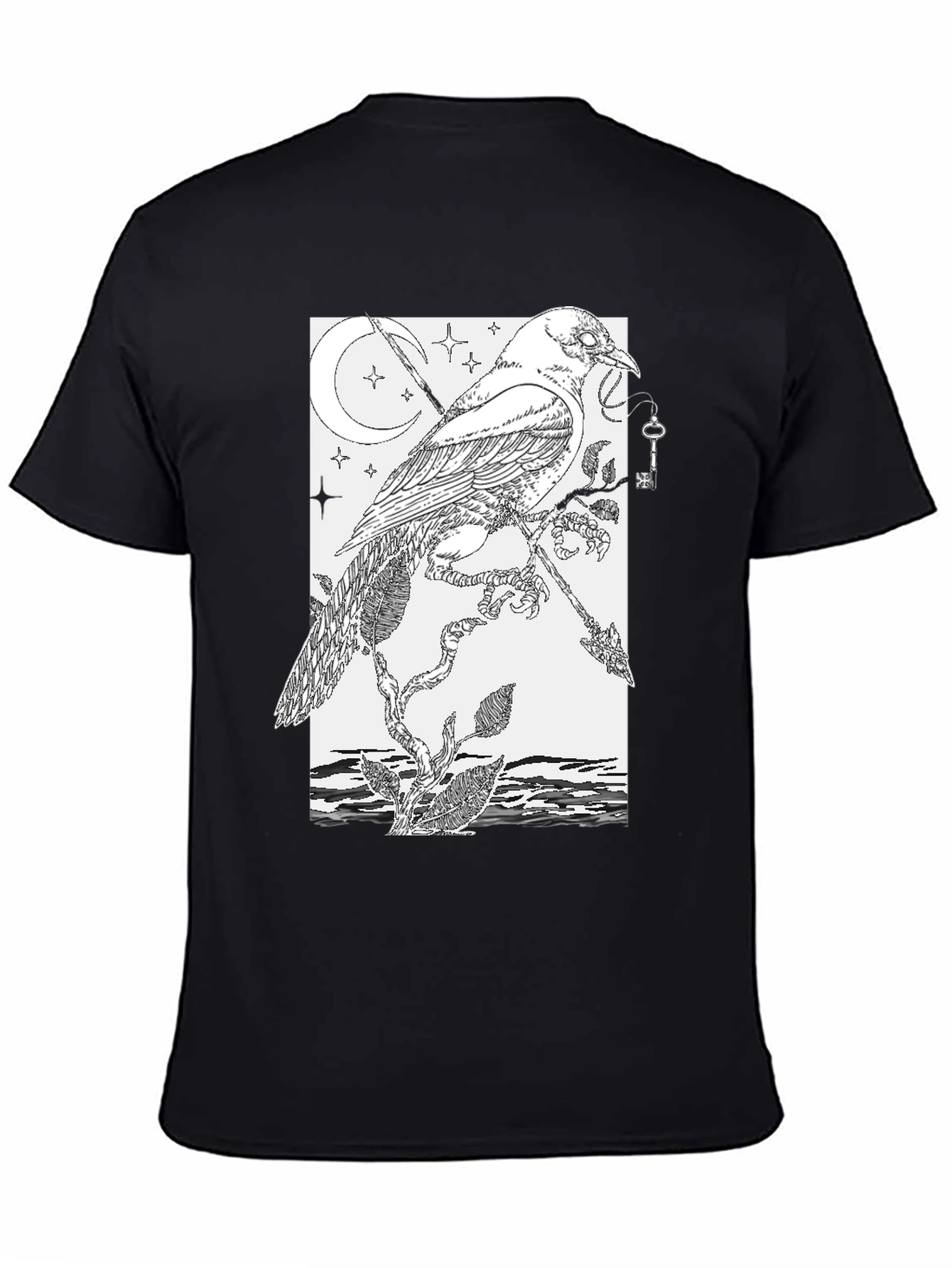 Raven & Key Graphic Tee - Black