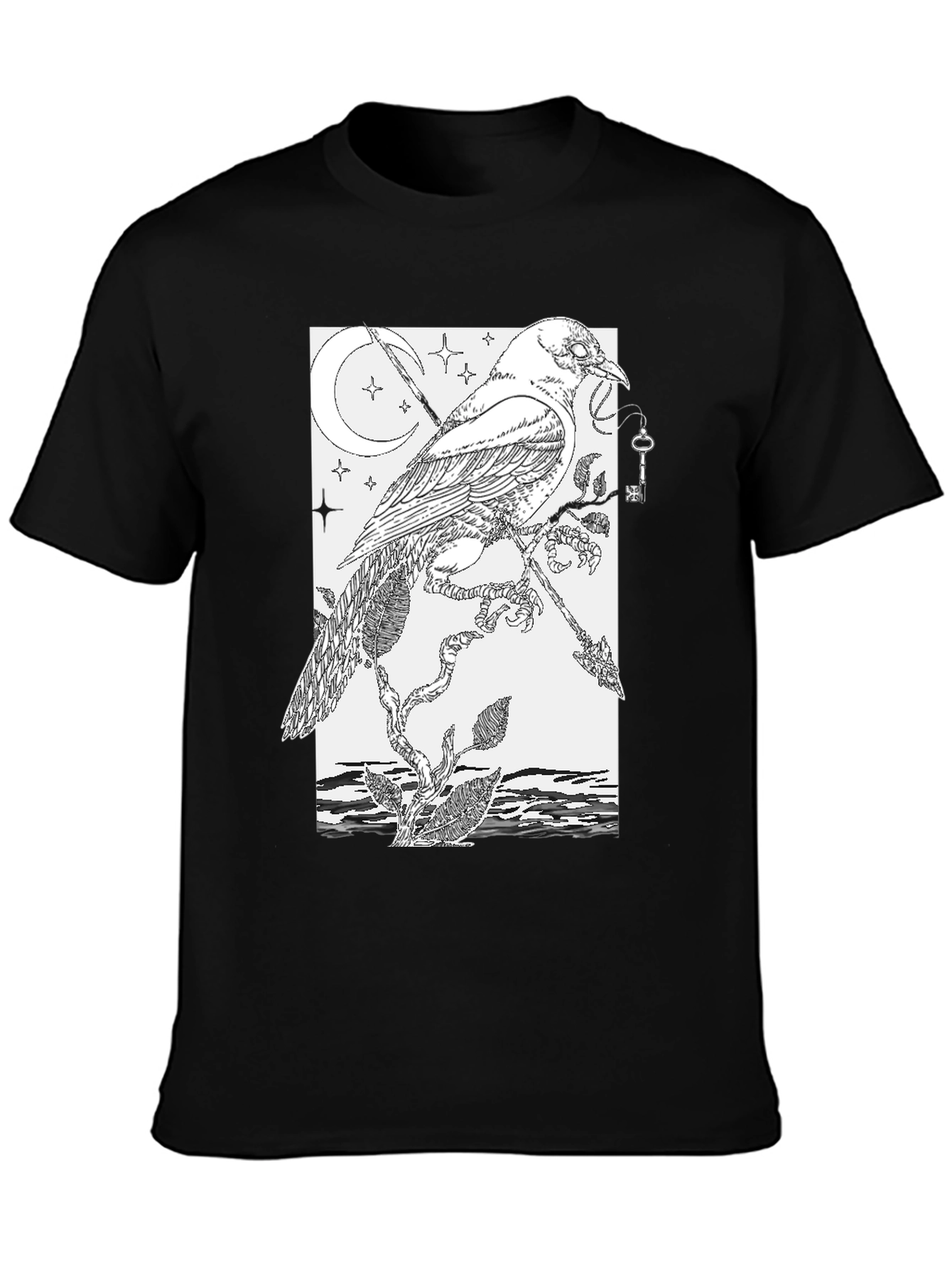 Raven & Key Graphic Tee - Black